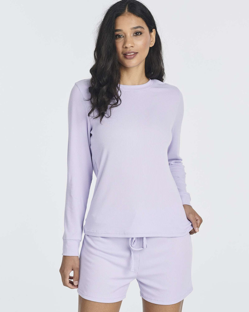 2 Pack: Women's Ribbed Knit Long Sleeve Top and Shorts Pajama Set (Available in Plus Size)
