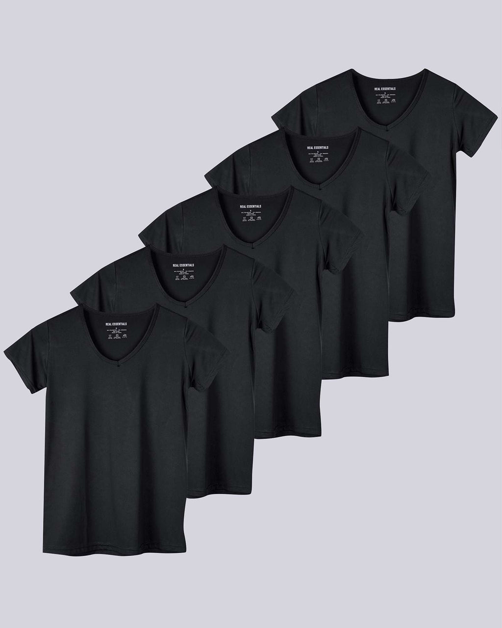 5 Pack: Womens Short Sleeve Dry-Fit V-Neck T-Shirt
