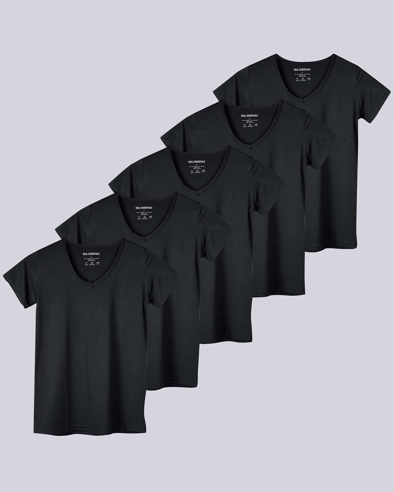 5 Pack: Womens Short Sleeve Dry-Fit V-Neck T-Shirt