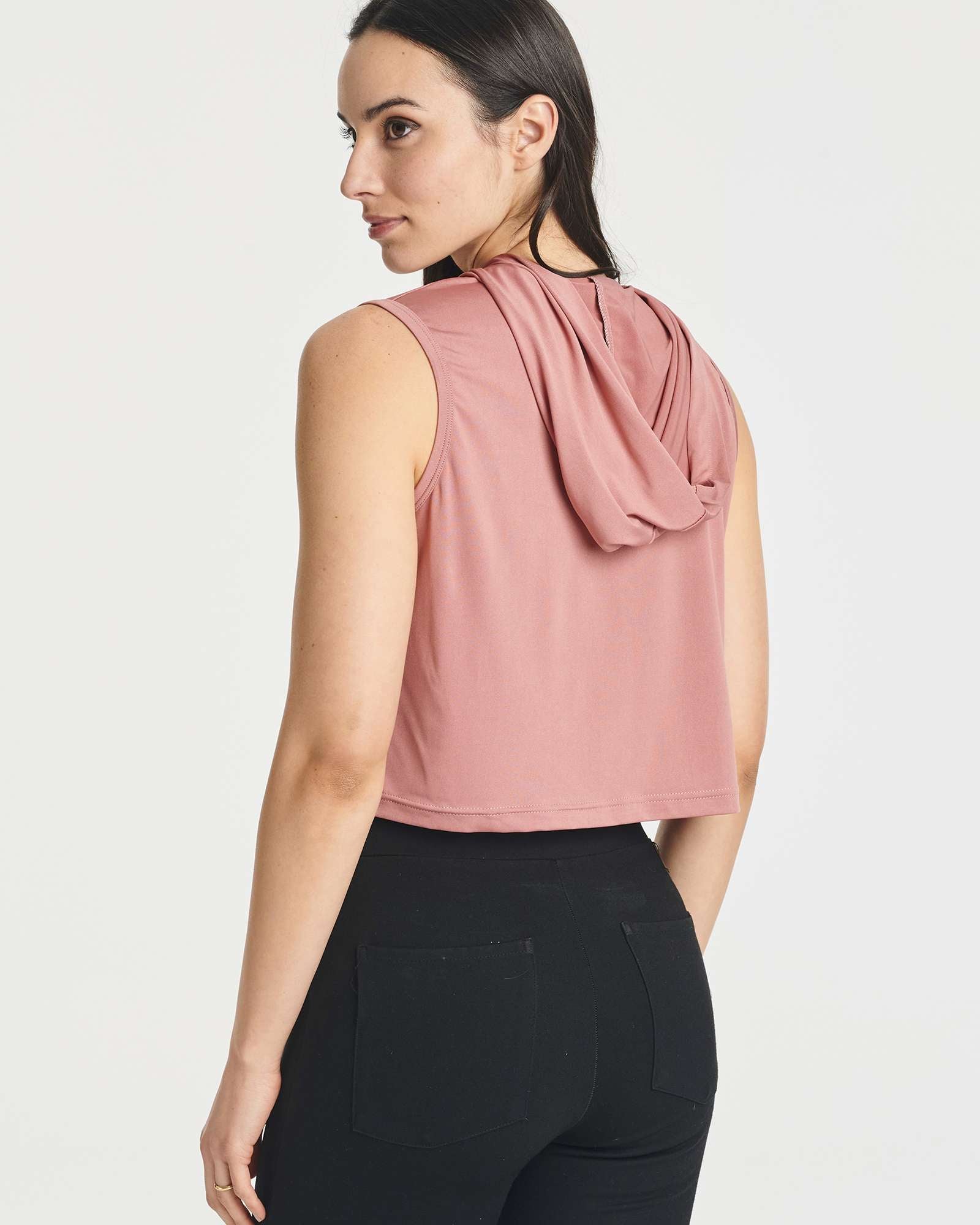 3 Pack: Women's Sleeveless Cropped Tank Top Hoodie