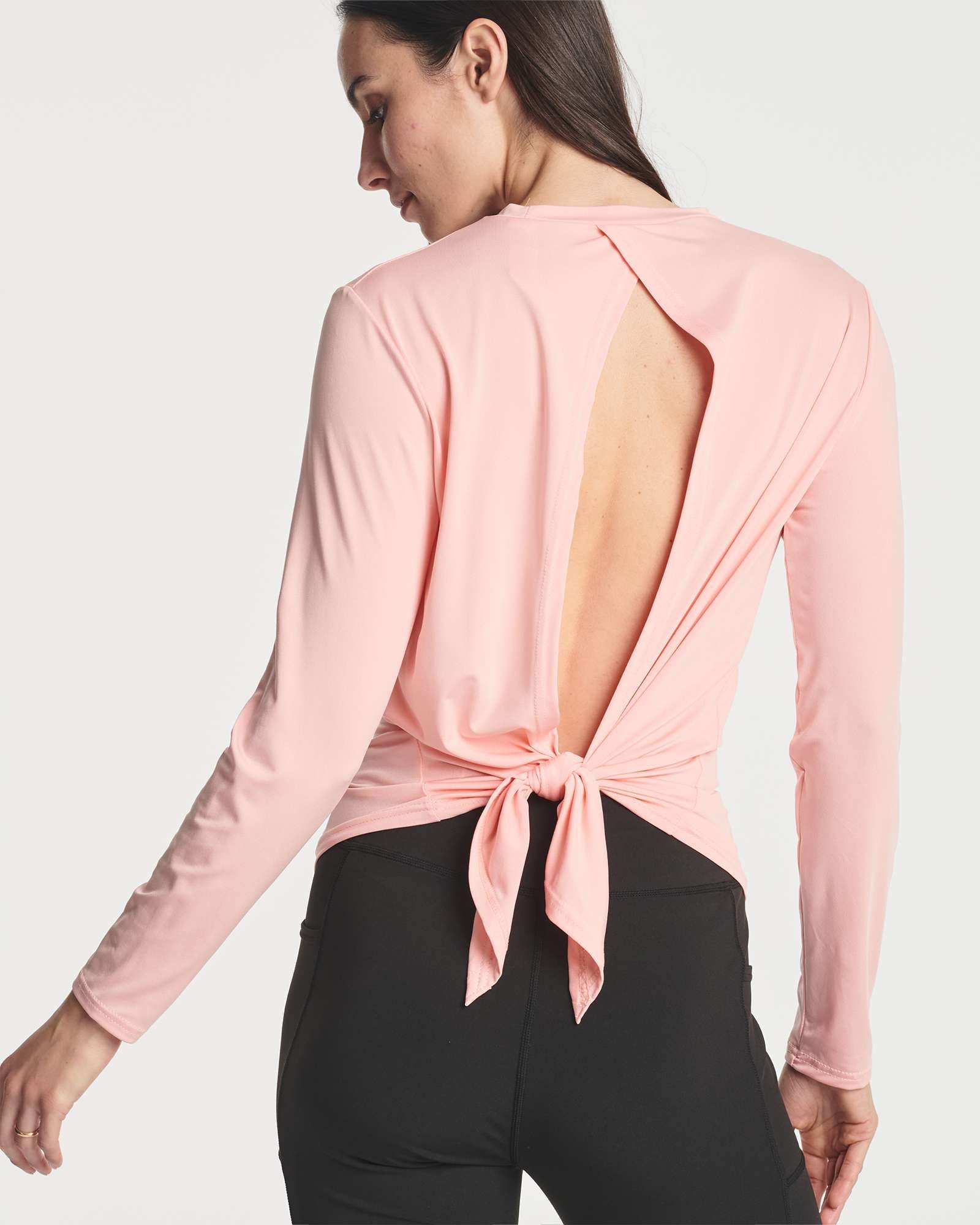 4 Pack: Women's Long-Sleeve Tie Back T-Shirt (Available in Plus Size)