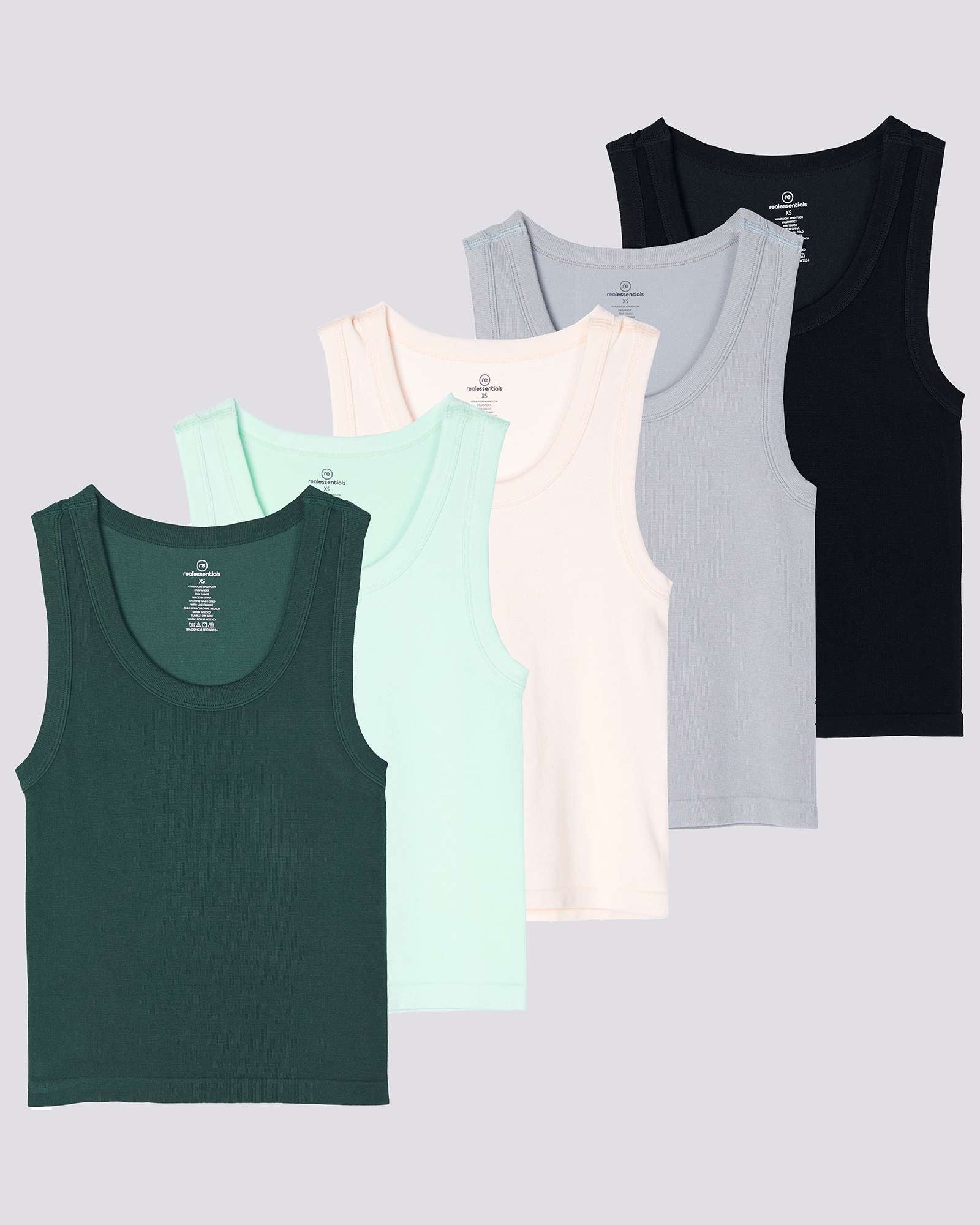 5 Pack: Women's Seamless Ribbed Cropped Tank Top