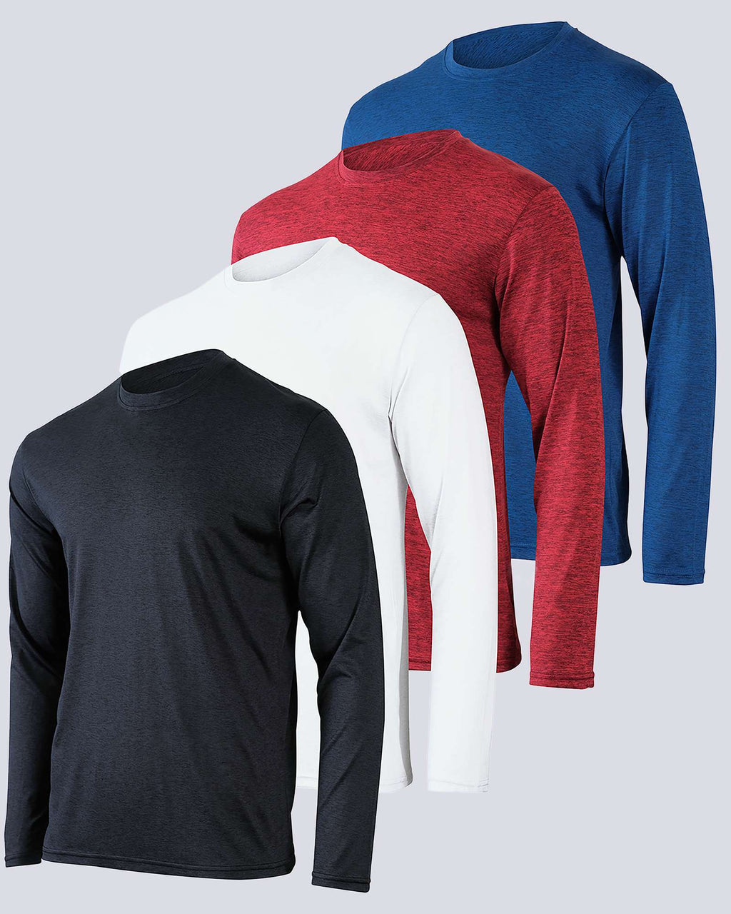 Real Essentials 4 Pack: Men's Dry-Fit UV Moisture Wicking UPF 50+ SPF Sun Protective Fishing Hiking Swim Long Sleeve Shirt