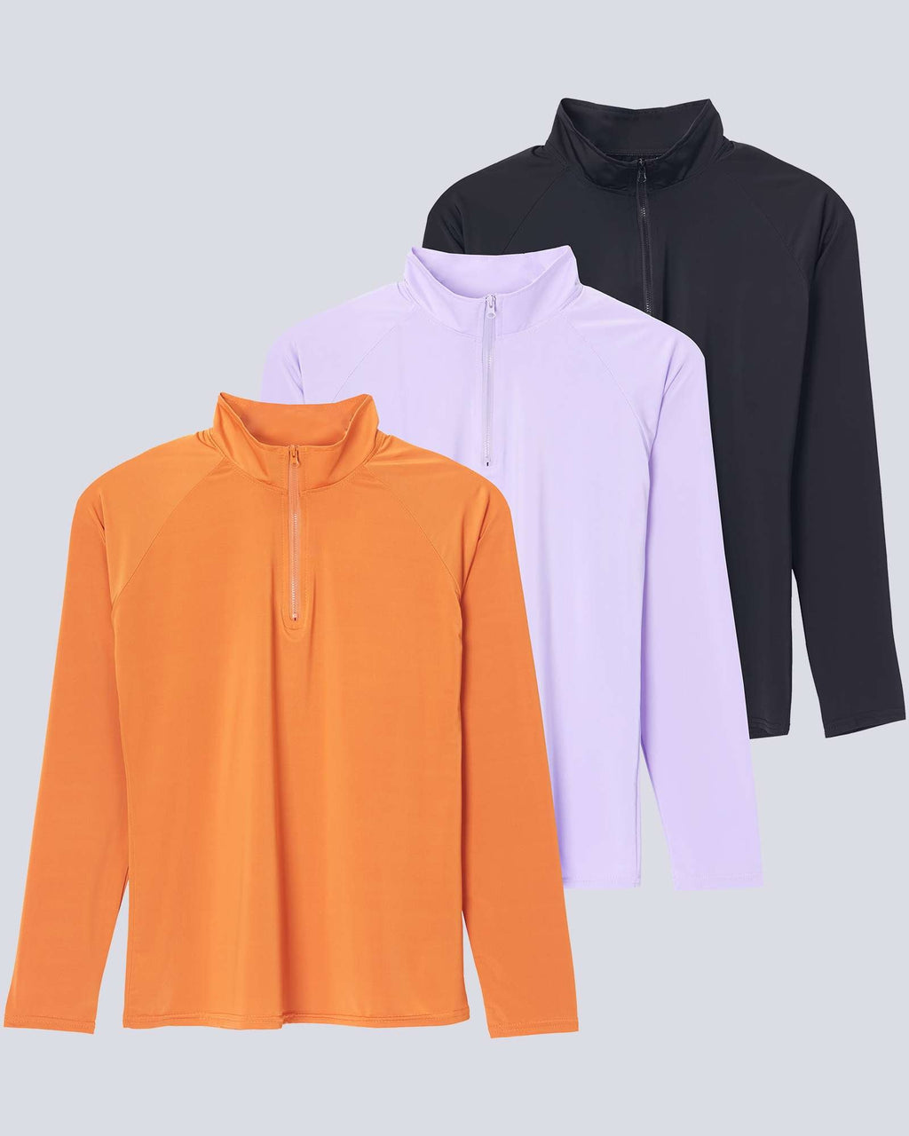 3 Pack: Women's 1/4 Zip Rash Guard Long Sleeve Swim Shirt