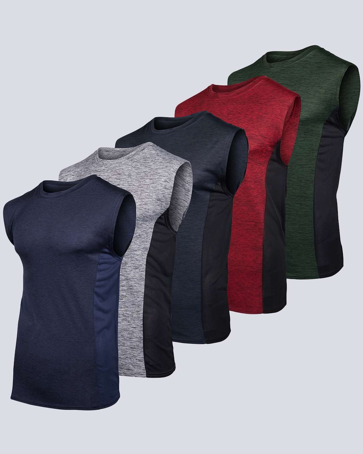 5 Pack: Mens Dry-Fit Active Tech Tank Top