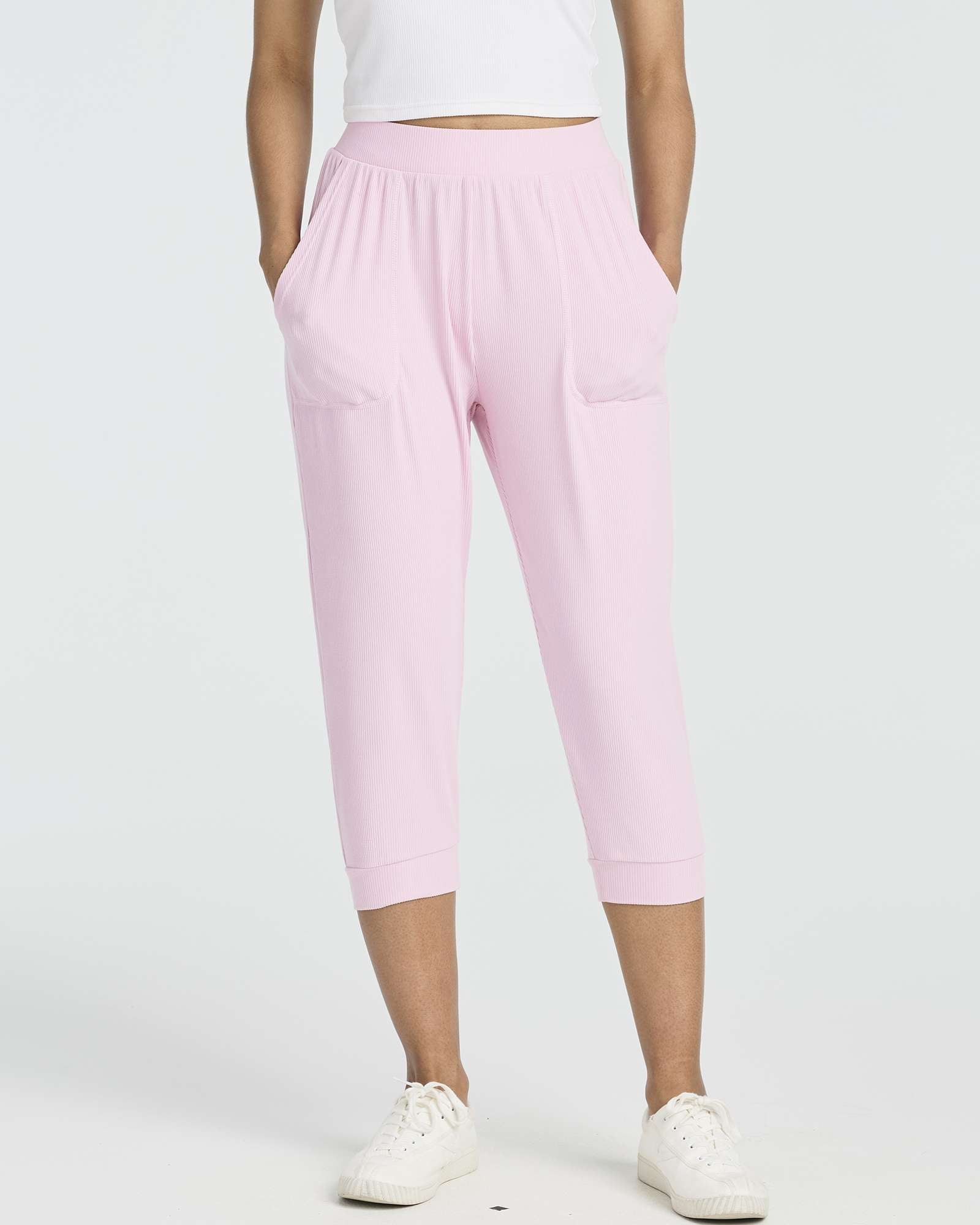 3 Pack: Women's Ribbed Capri Jogger Lounge Sweatpants