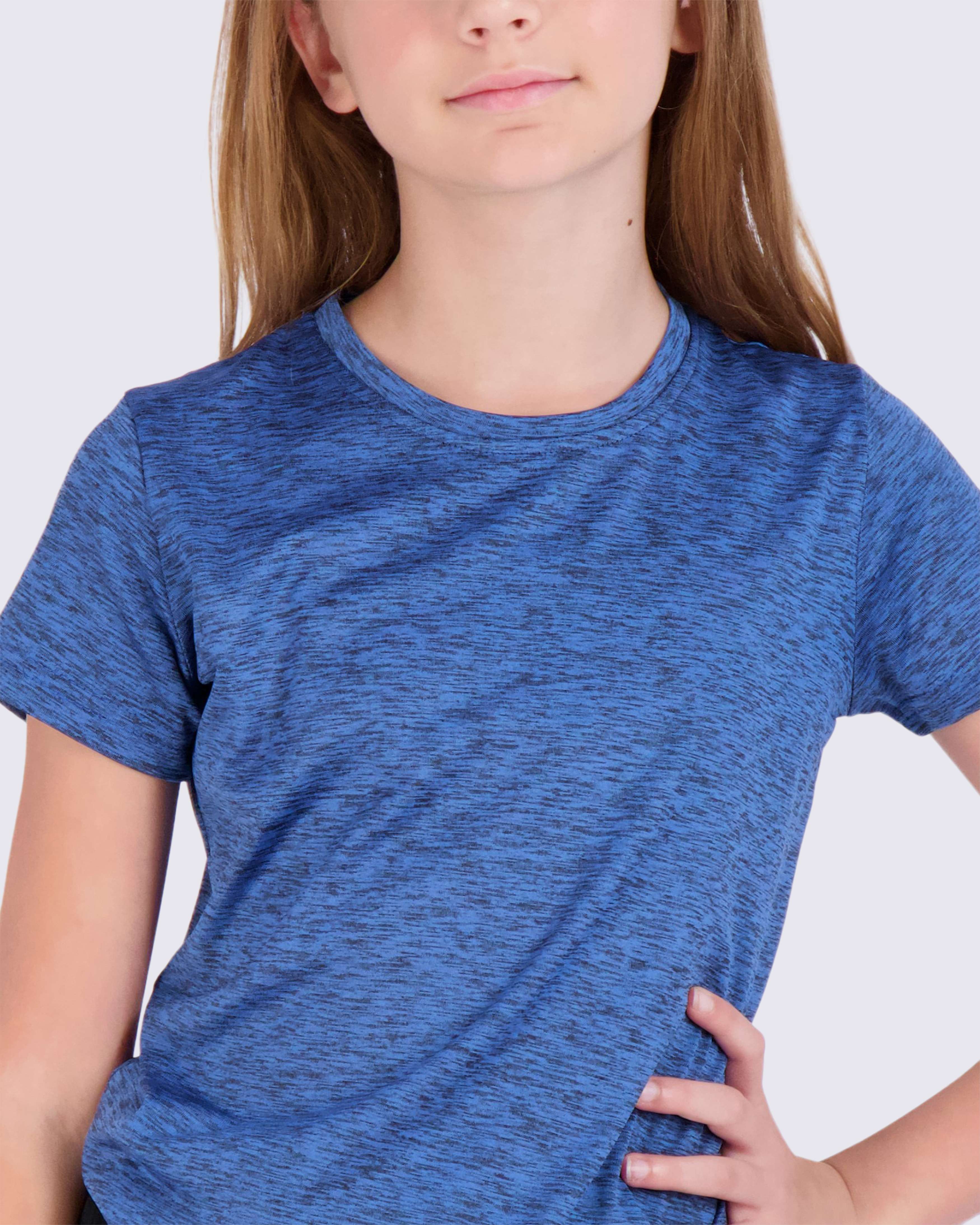 4 Pack: Girls Short Sleeve Dry-Fit Crew Neck Active T-Shirt