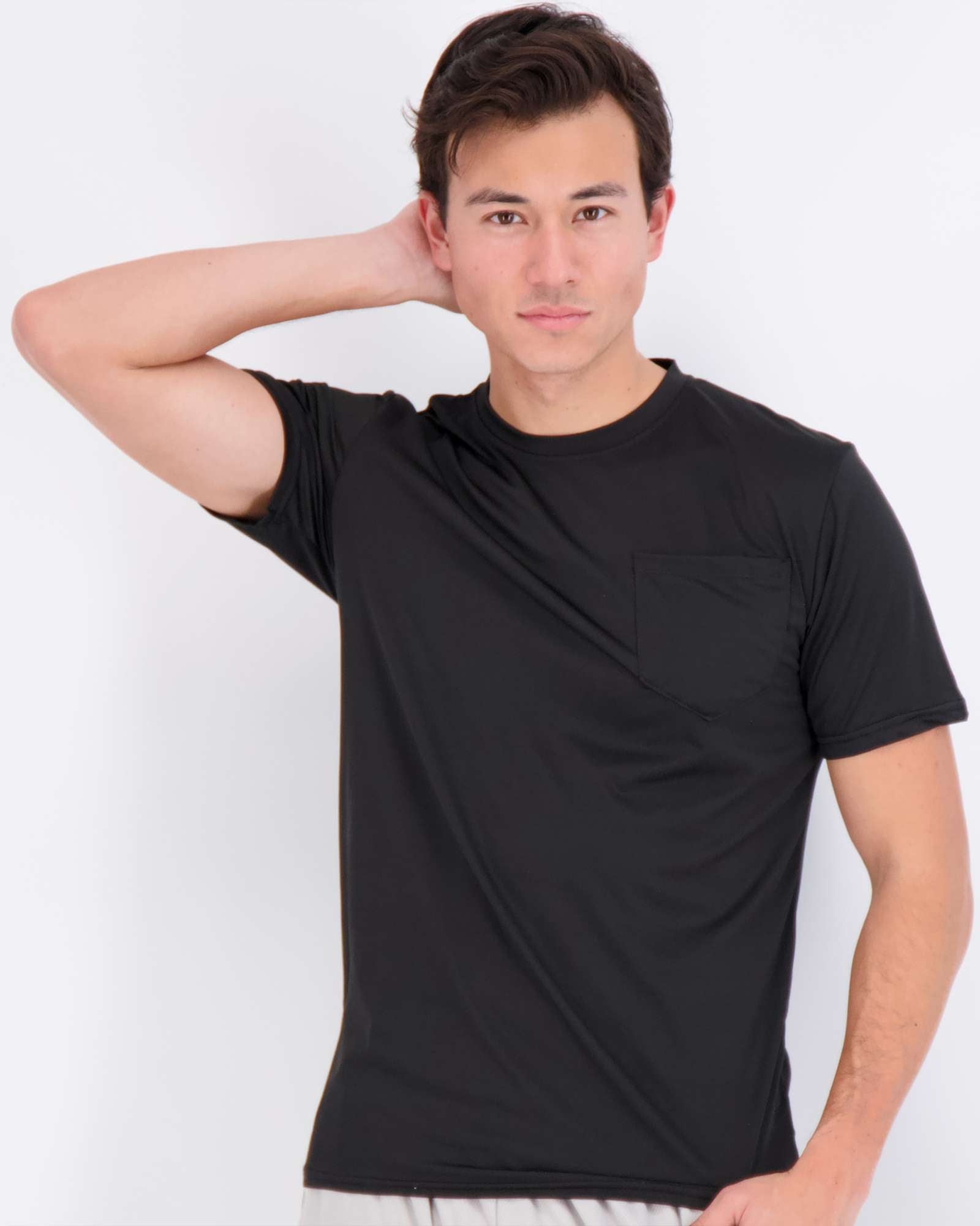 4 Pack: Mens Dry-Fit Active Pocket Short Sleeve Crew T-Shirts (Available in Big & Tall)
