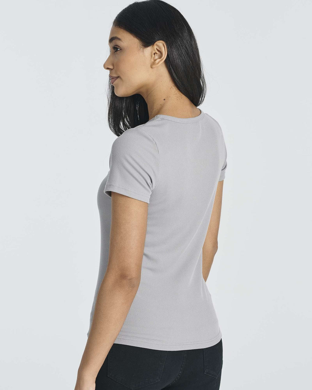 5 Pack: Women's Soft Ribbed Short Sleeve V-Neck T-Shirt