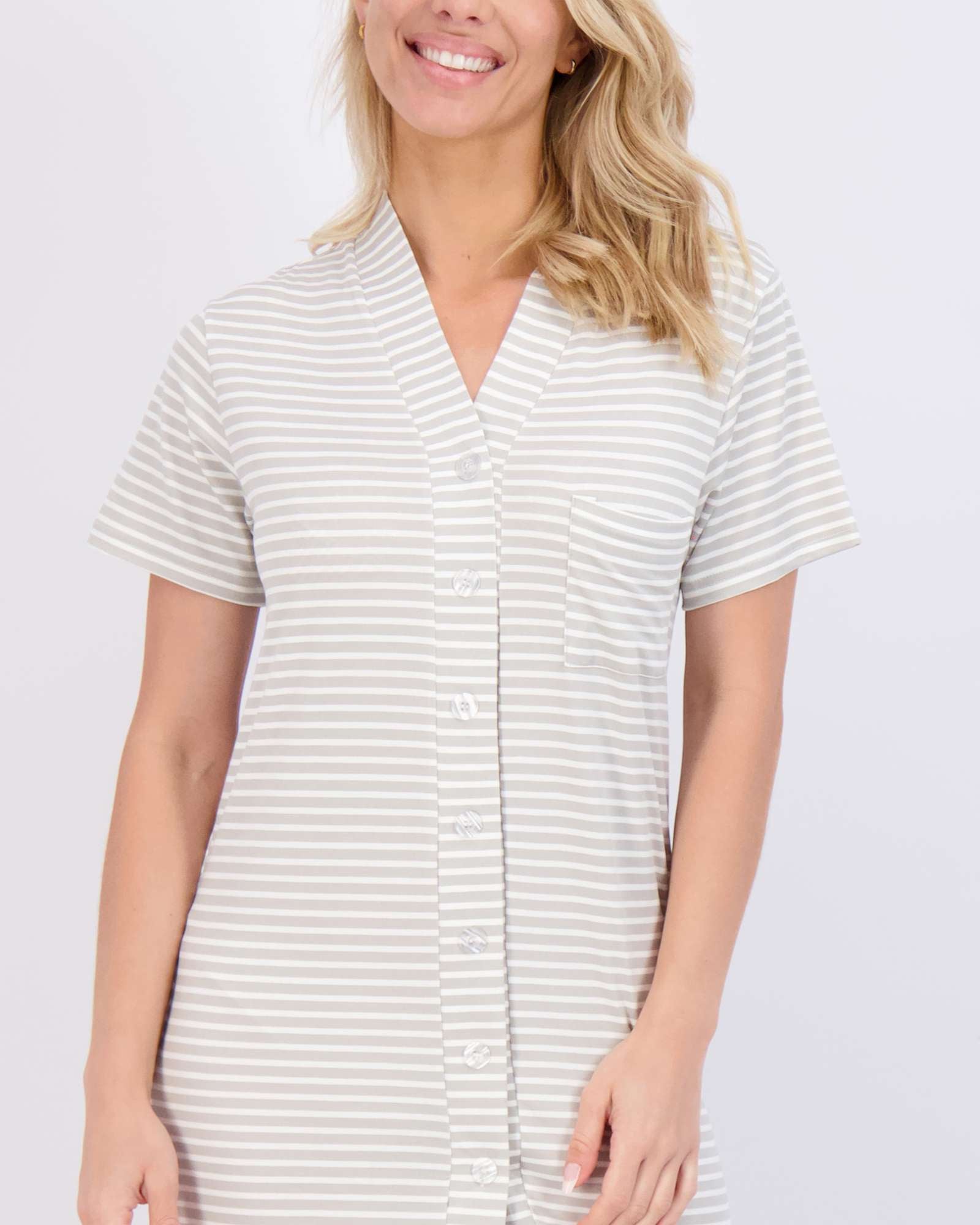 3 Pack: Women's Short Sleeve Button-Down Nightshirt