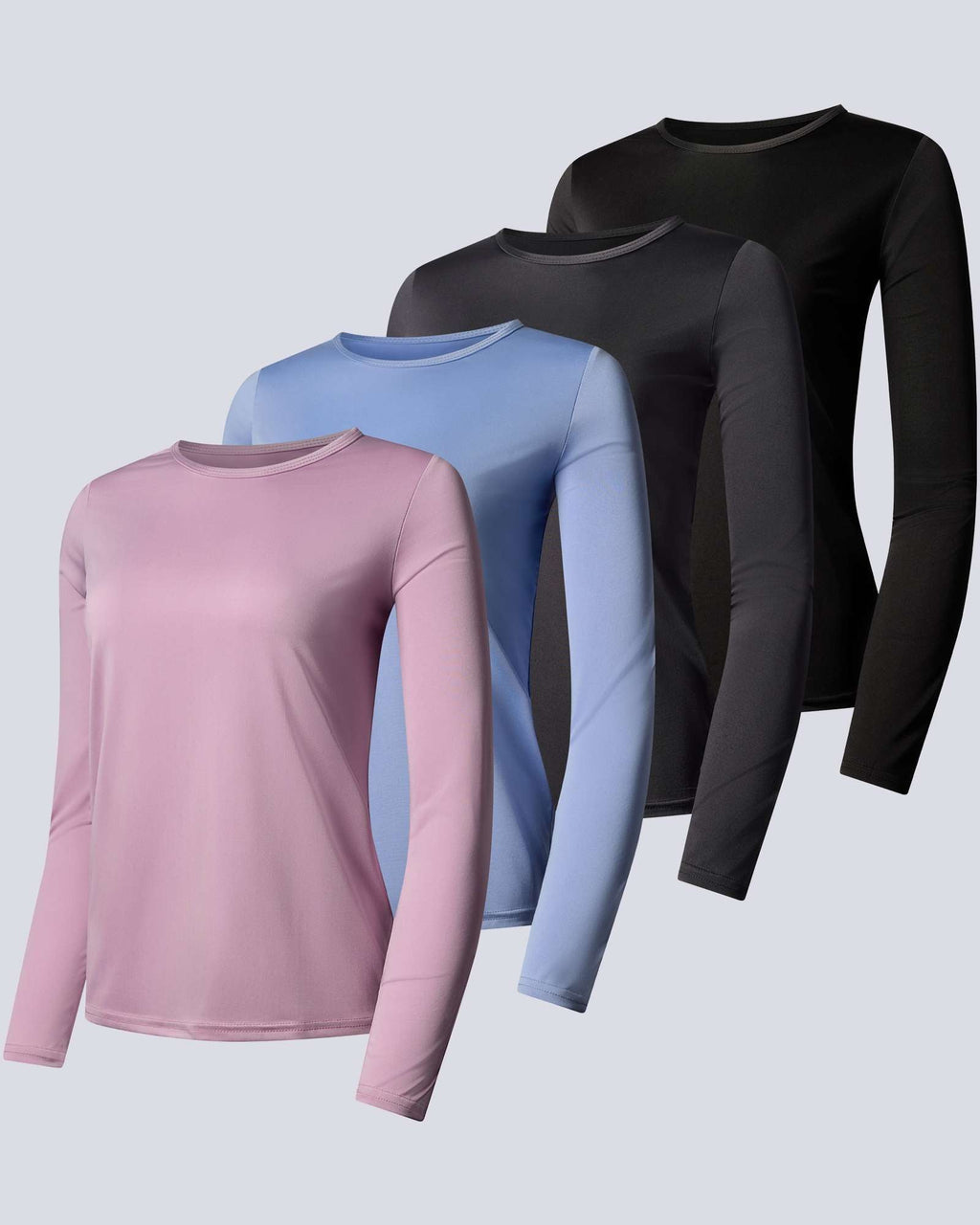 4 Pack: Womens Dry-Fit Active Long-Sleeve T-Shirt