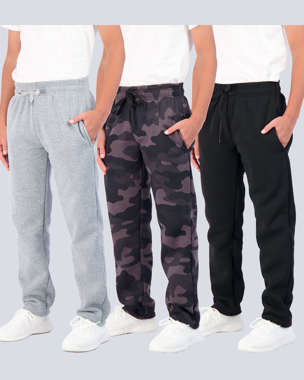 3 Pack: Boys Fleece Open Bottom Sweatpants