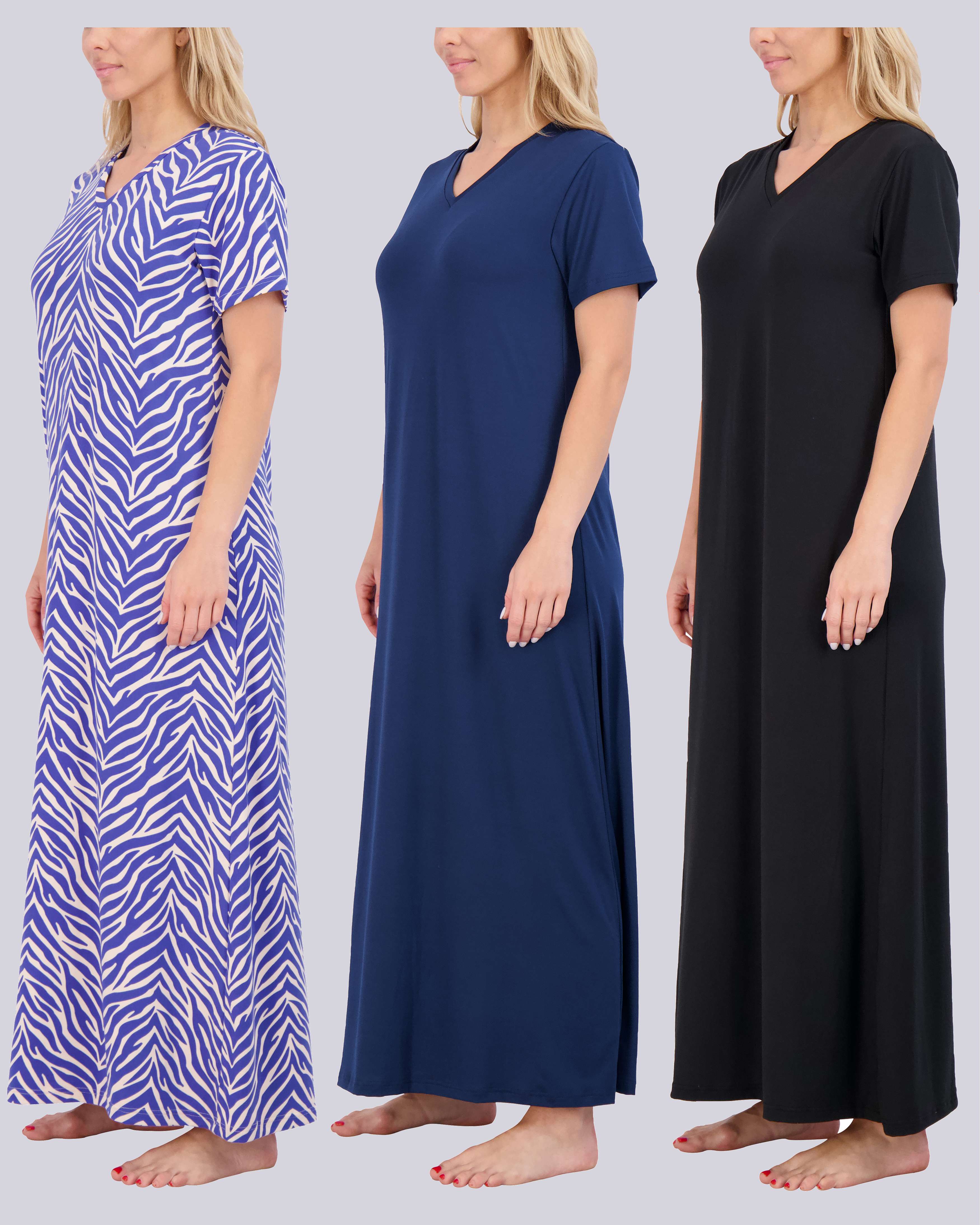 3 Pack: Women's Soft Maxi Nightshirt (Available in Plus Size)