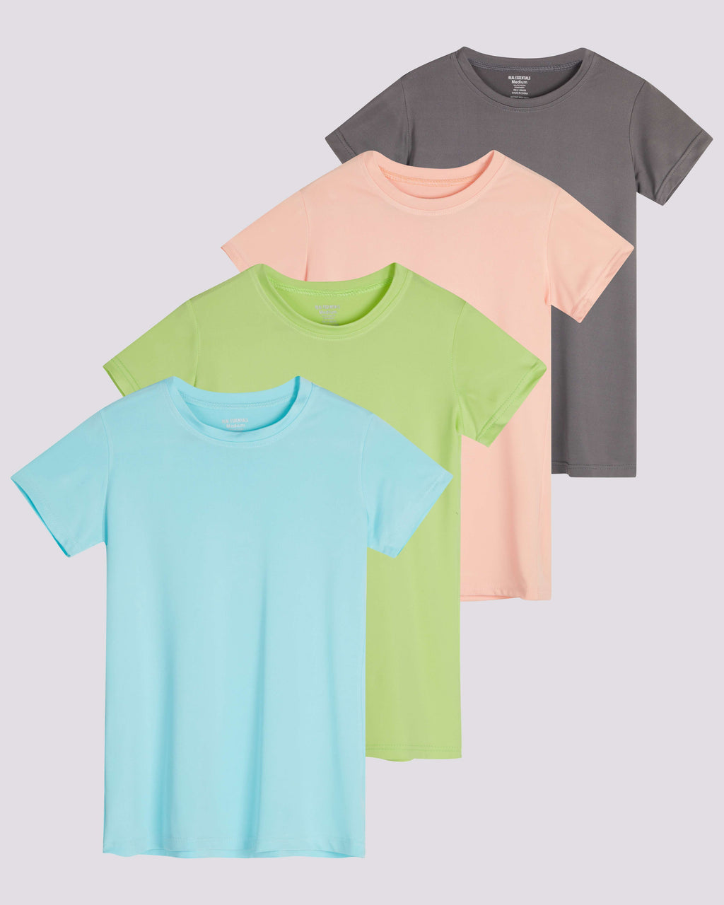 4 Pack: Girls Short Sleeve Dry-Fit Crew Neck Active T-Shirt