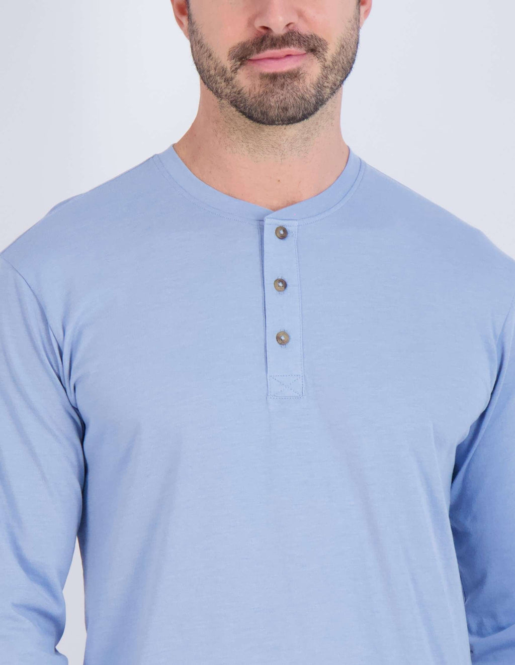 3 Pack: Mens Long Sleeve Cotton Henley T-Shirt