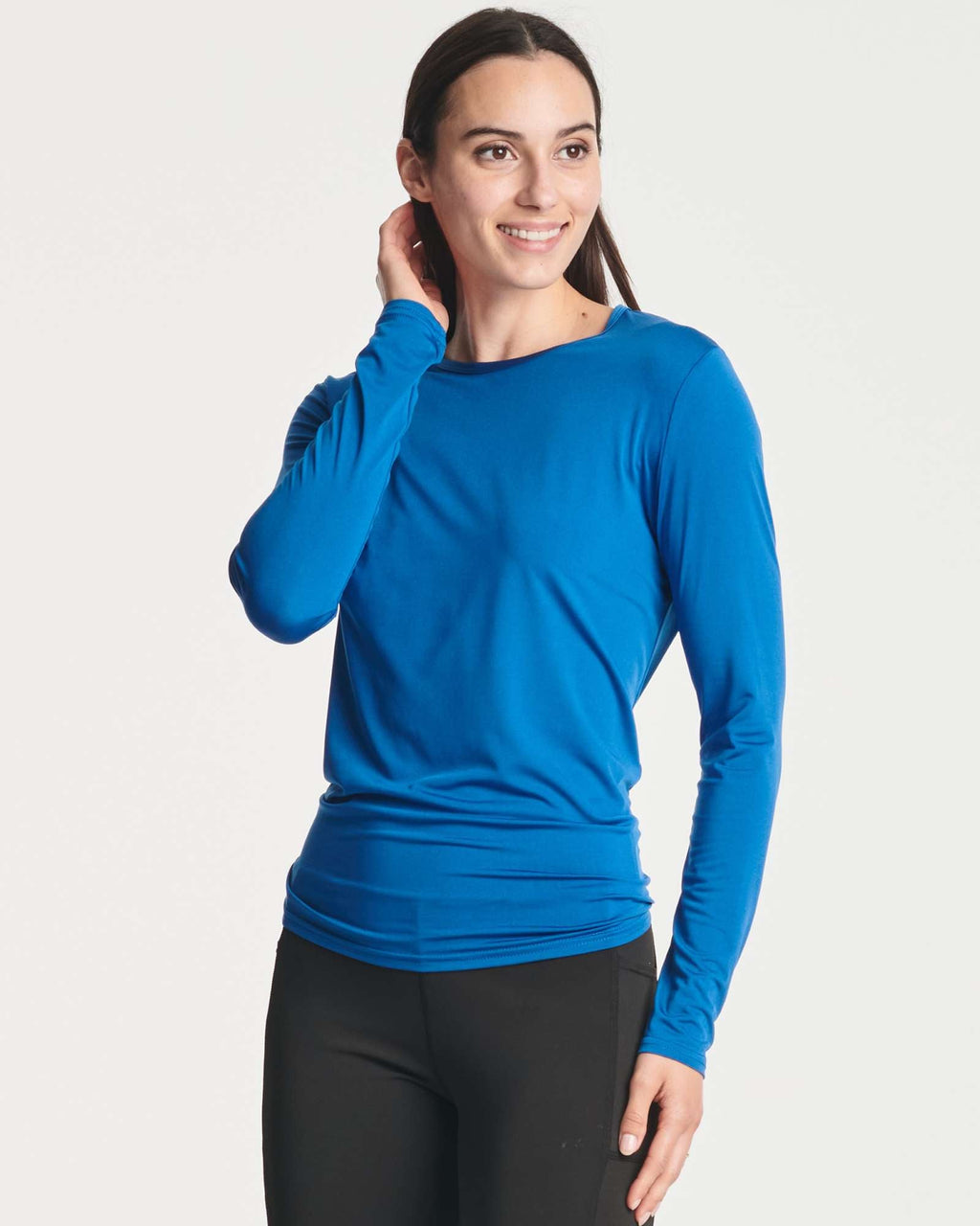 4 Pack: Women's Long-Sleeve Mesh Insert Tie Back Shirt (Available in Plus Size)