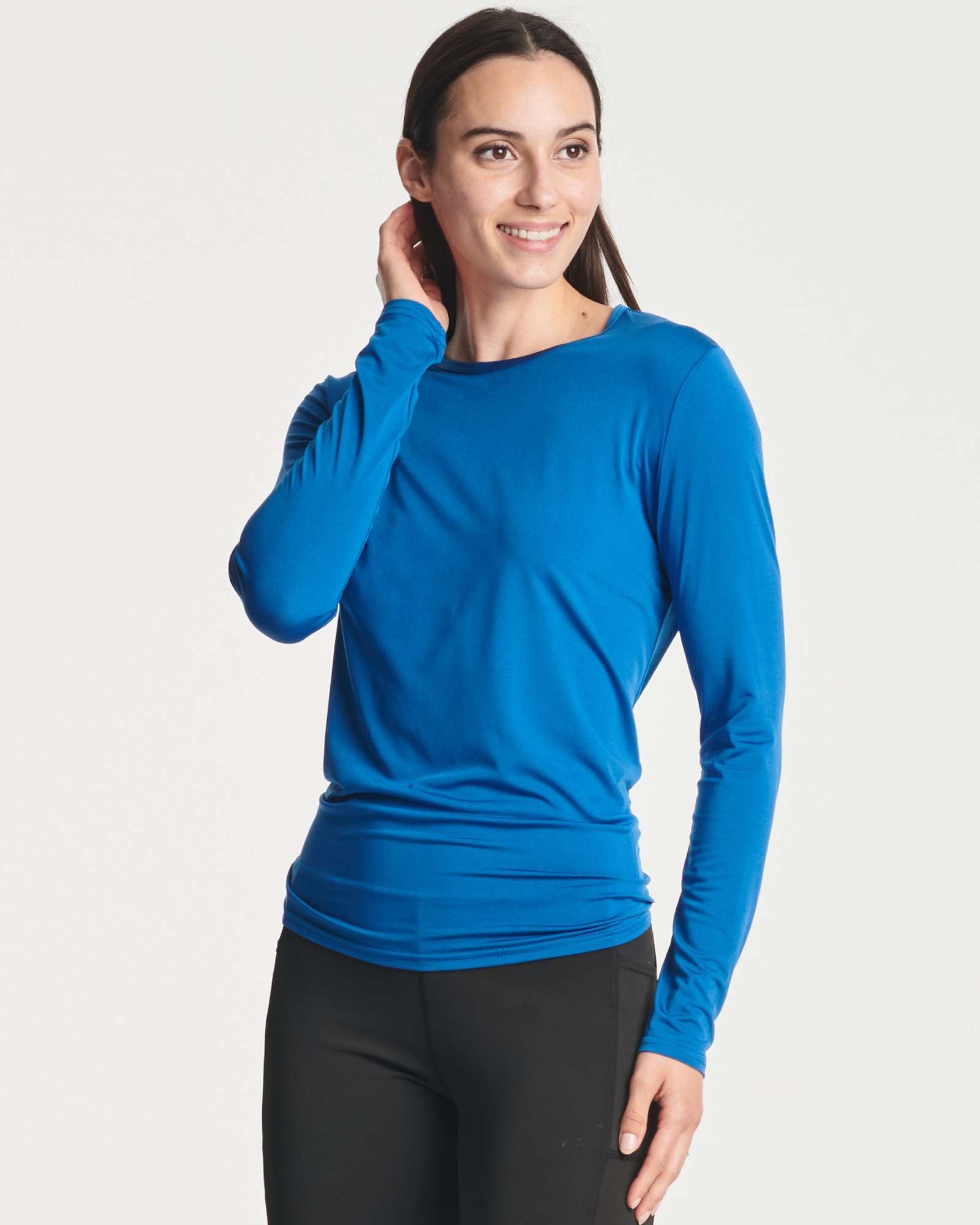 4 Pack: Women's Long-Sleeve Mesh Insert Tie Back Shirt (Available in Plus Size)