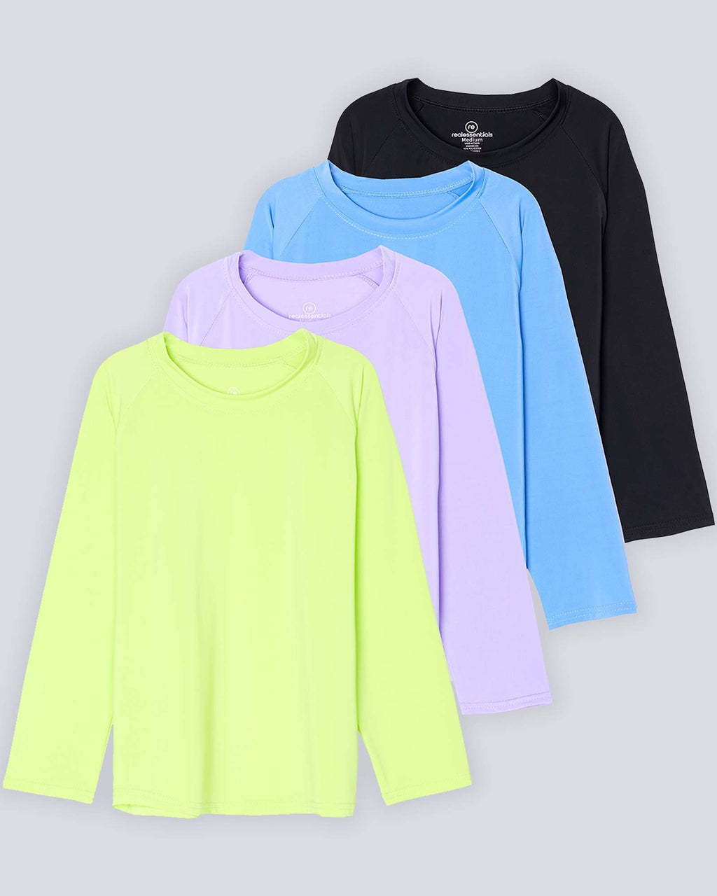 4 Pack: Girls' Long Sleeve Rash Guard Shirt