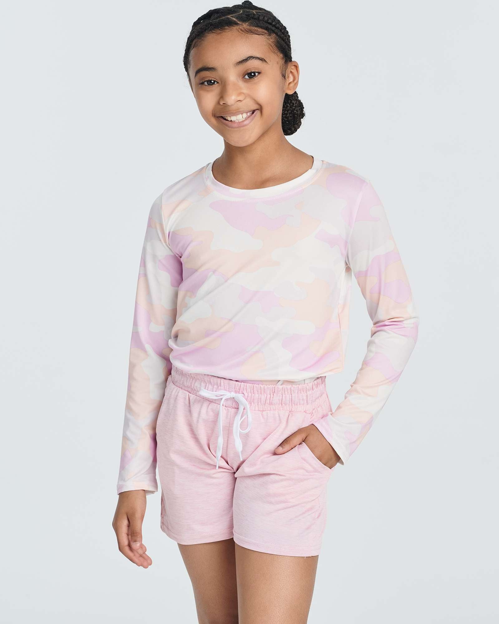 4 Pack: Girls Dry-Fit Long Sleeve Active Crew Neck T-Shirt