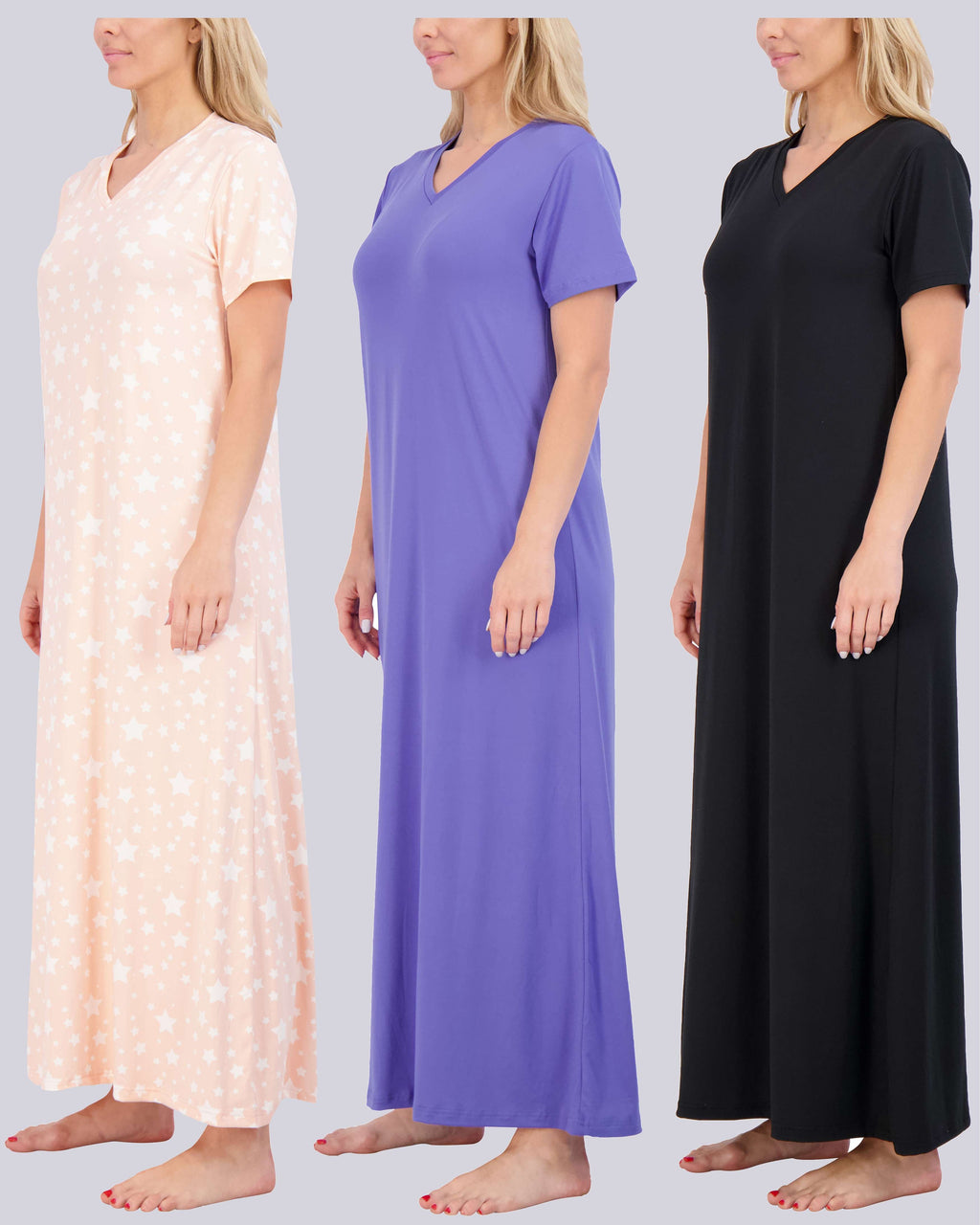 3 Pack: Women's Soft Maxi Nightshirt (Available in Plus Size)