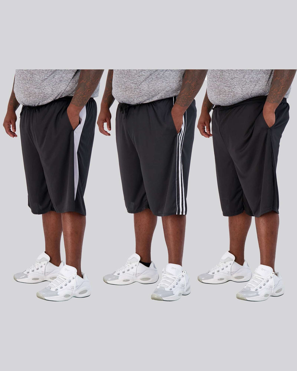 5 Pack: Mens Mesh Active Basketball Shorts (3X-5X)