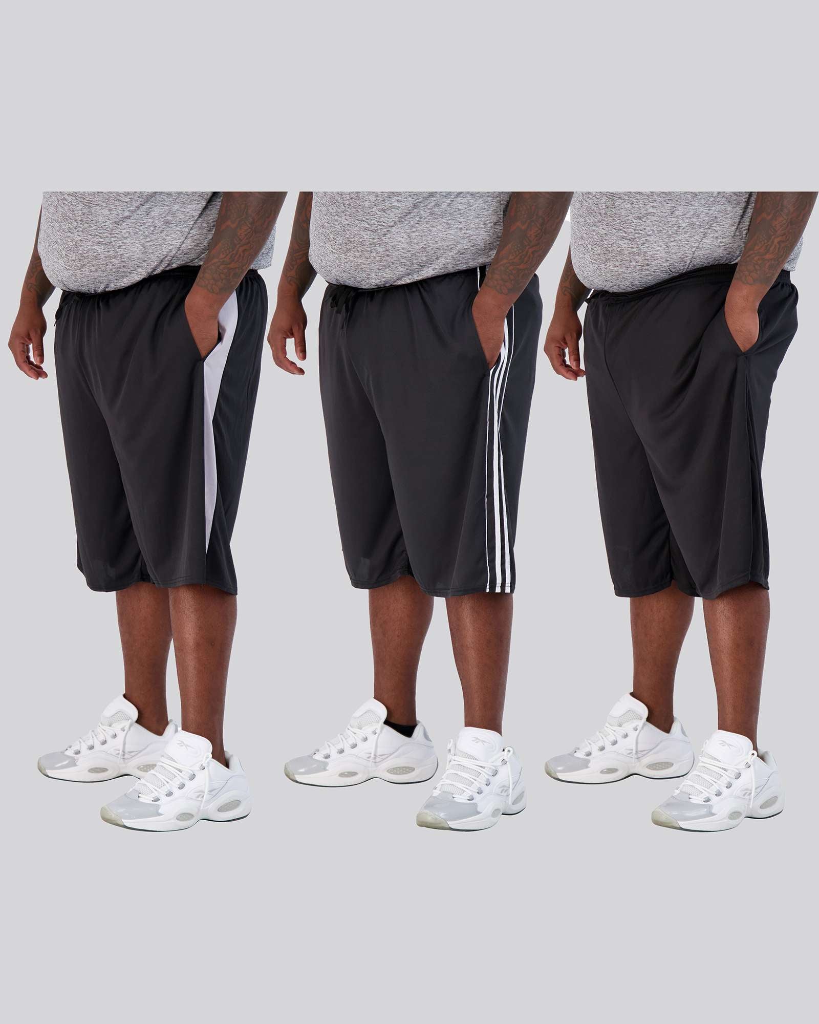 5 Pack: Mens Mesh Active Basketball Shorts (3X-5X)