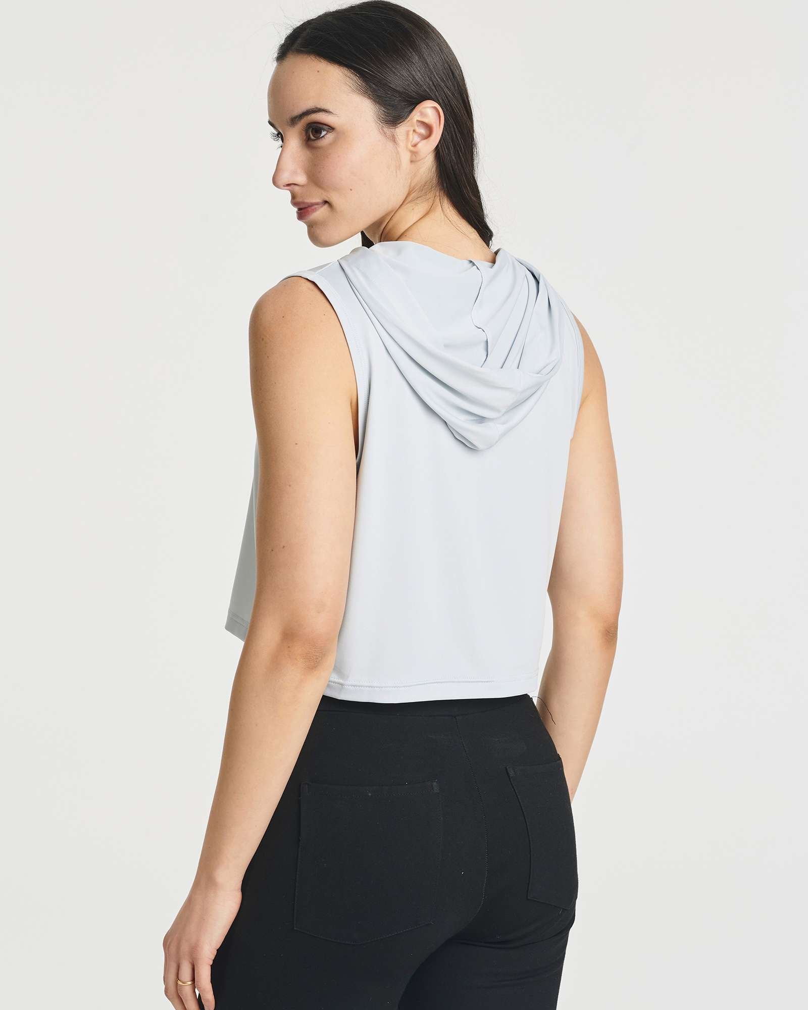 3 Pack: Women's Sleeveless Cropped Tank Top Hoodie