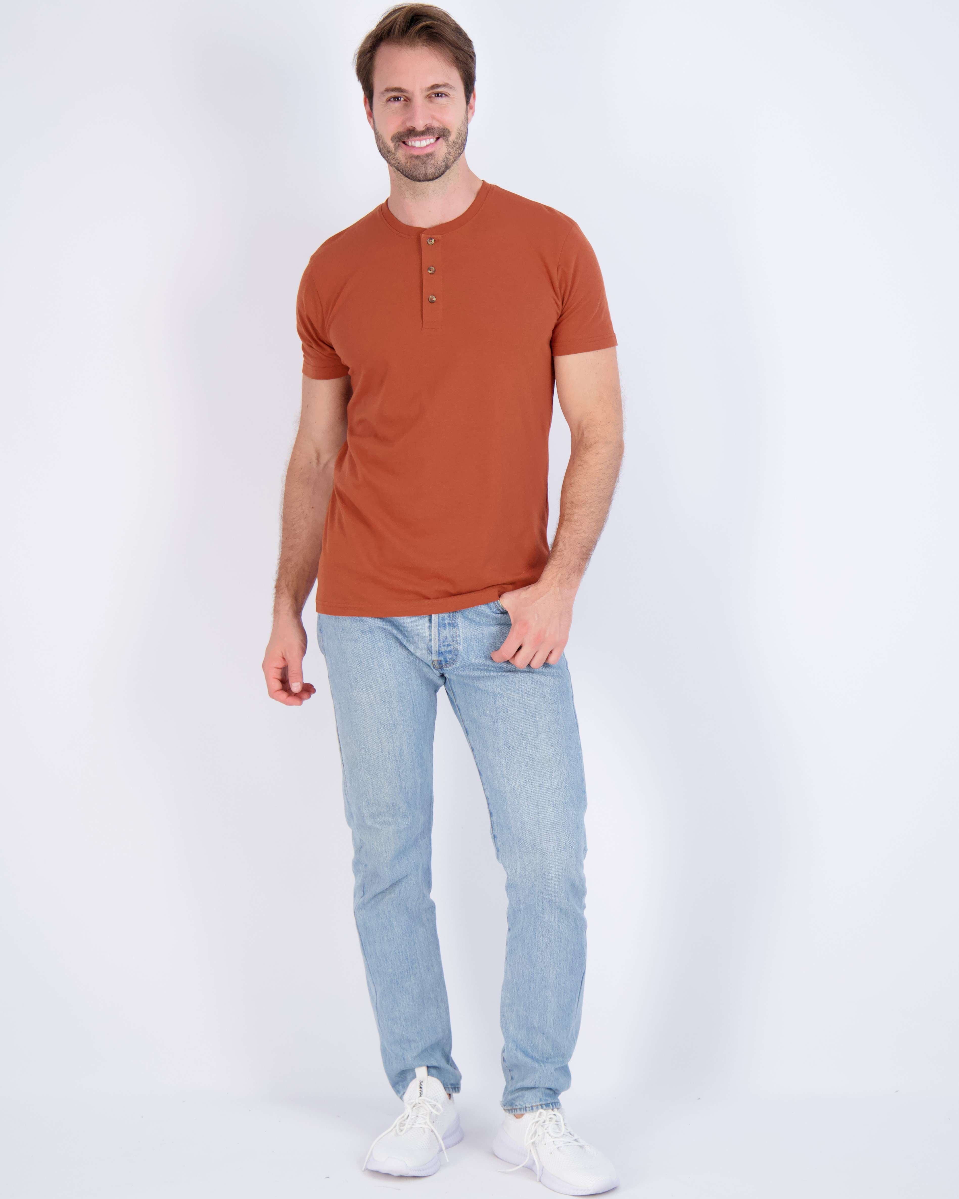 3 Pack: Mens Cotton Short Sleeve Henley T-Shirt