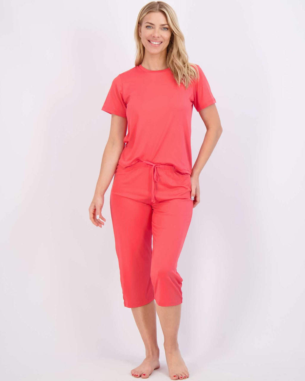 2 Pack: Women's Short-Sleeve PJ Top with Capri Pants