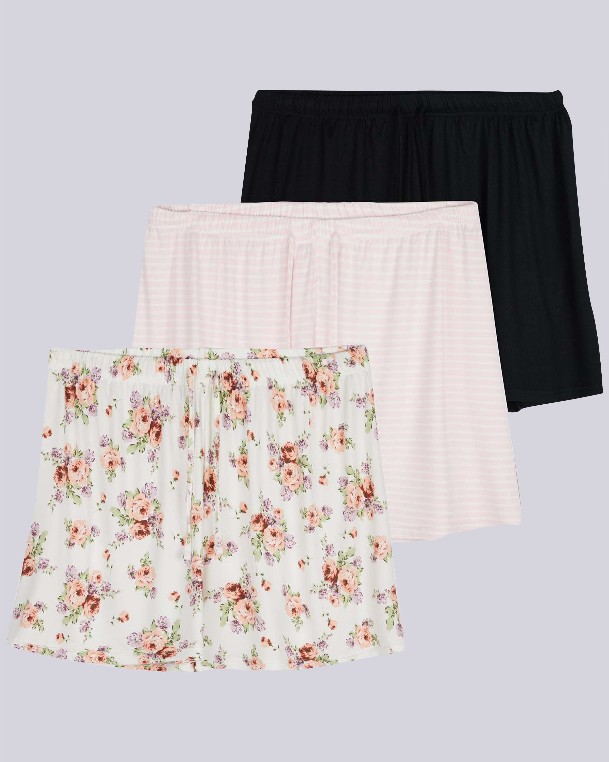 3 Pack: Womens Ultra-Soft Pajama Lounge Shorts