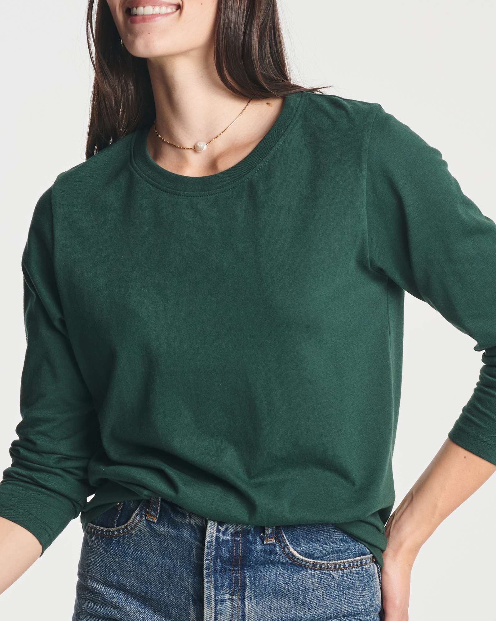 4 Pack: Women's Cotton Classic-Fit Long-Sleeve Crewneck T-Shirt (Available in Plus Size)