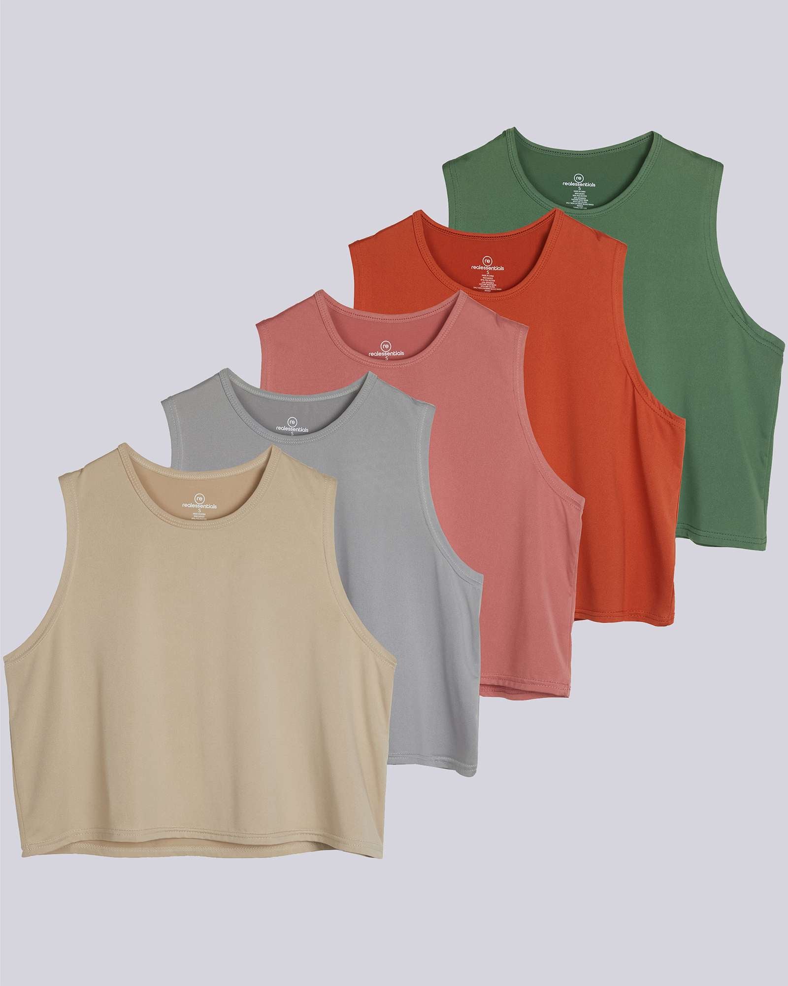 5 Pack: Women's Dry Fit Crop Tank Top