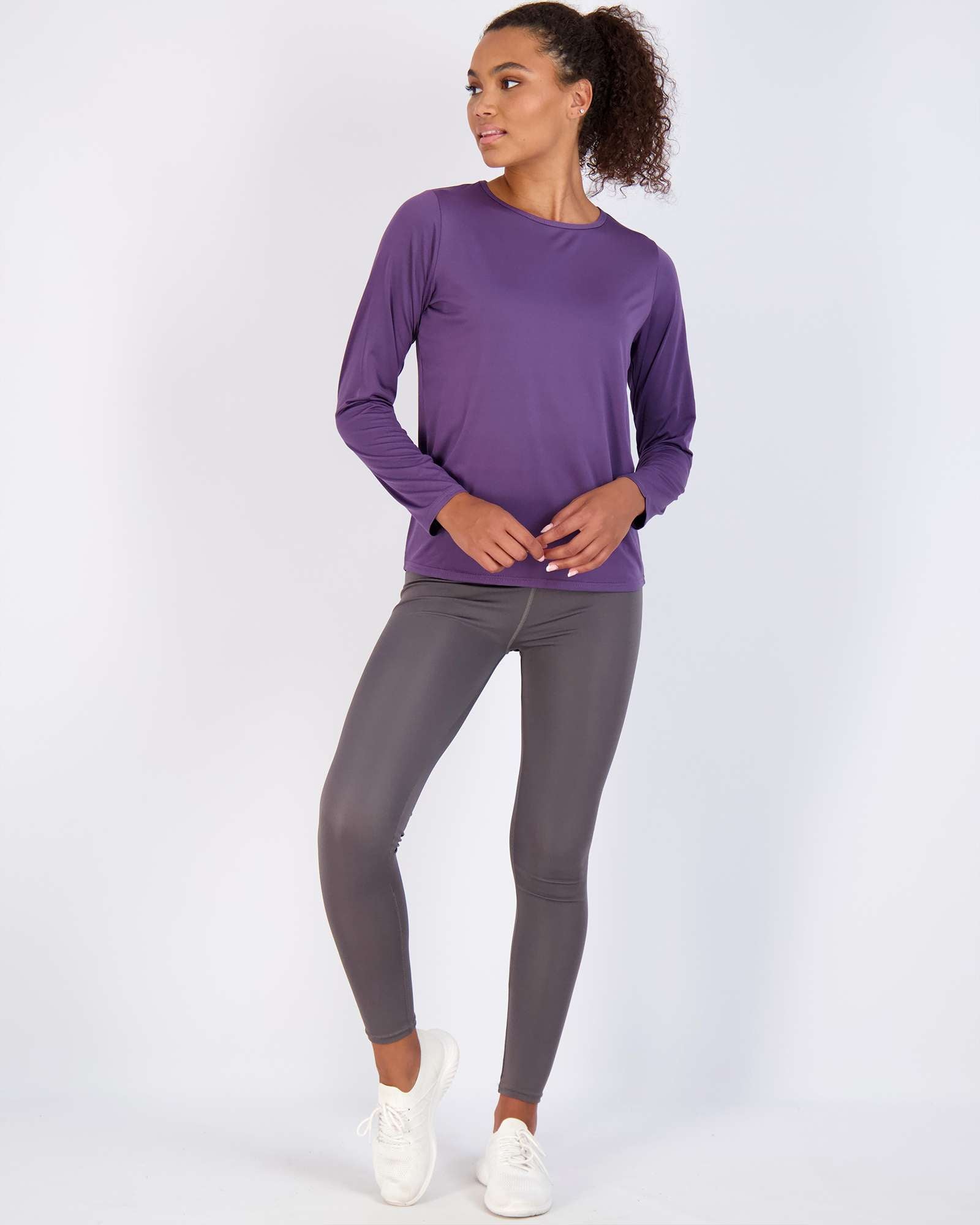 4 Pack: Womens Plus Dry-Fit Active Long-Sleeve T-Shirt