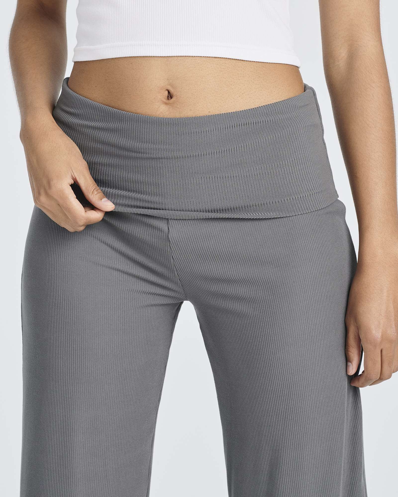 3 Pack: Women's Ribbed Foldover Wide Leg Capri Pants