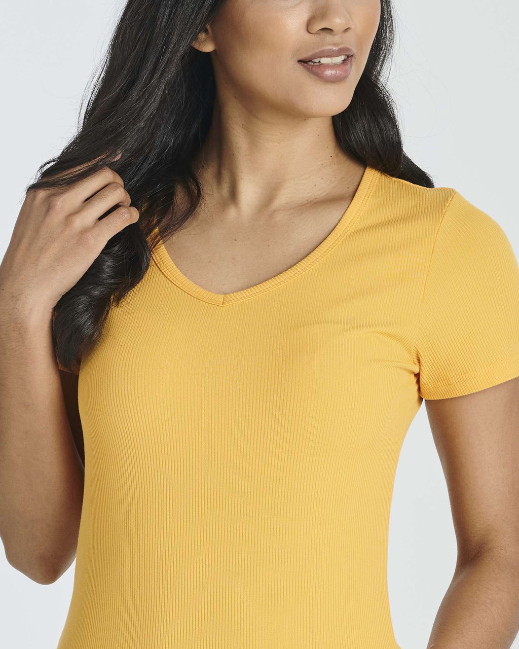 5 Pack: Women's Soft Ribbed Short Sleeve V-Neck T-Shirt