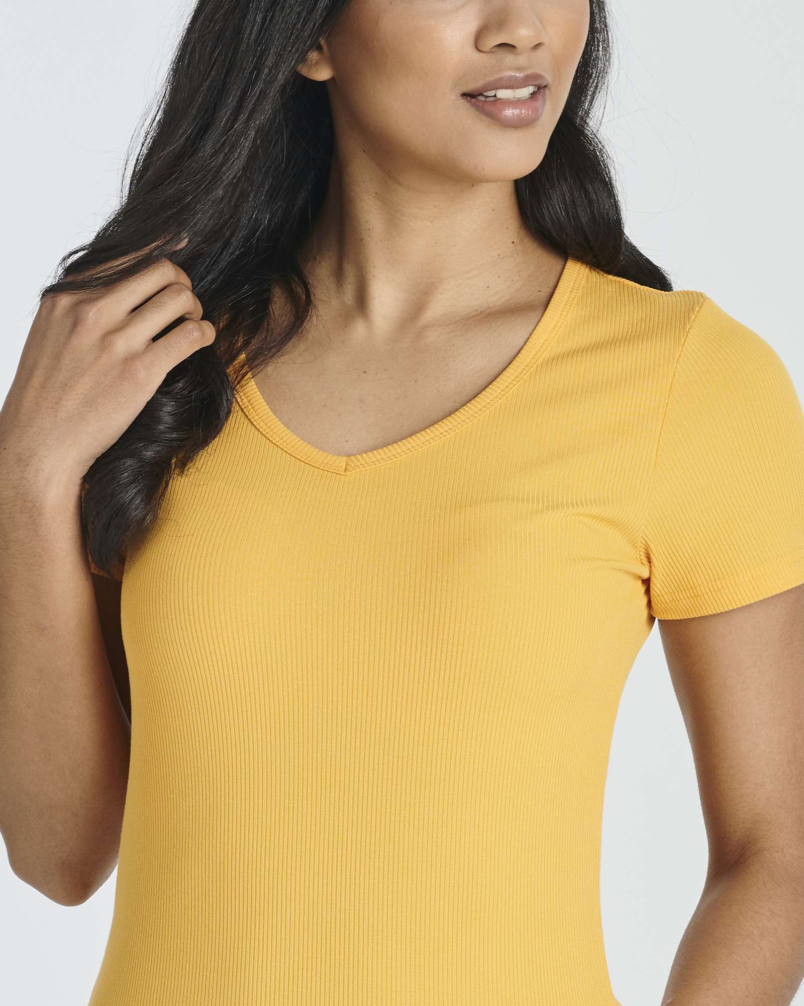 5 Pack: Women's Soft Ribbed Short Sleeve V-Neck T-Shirt