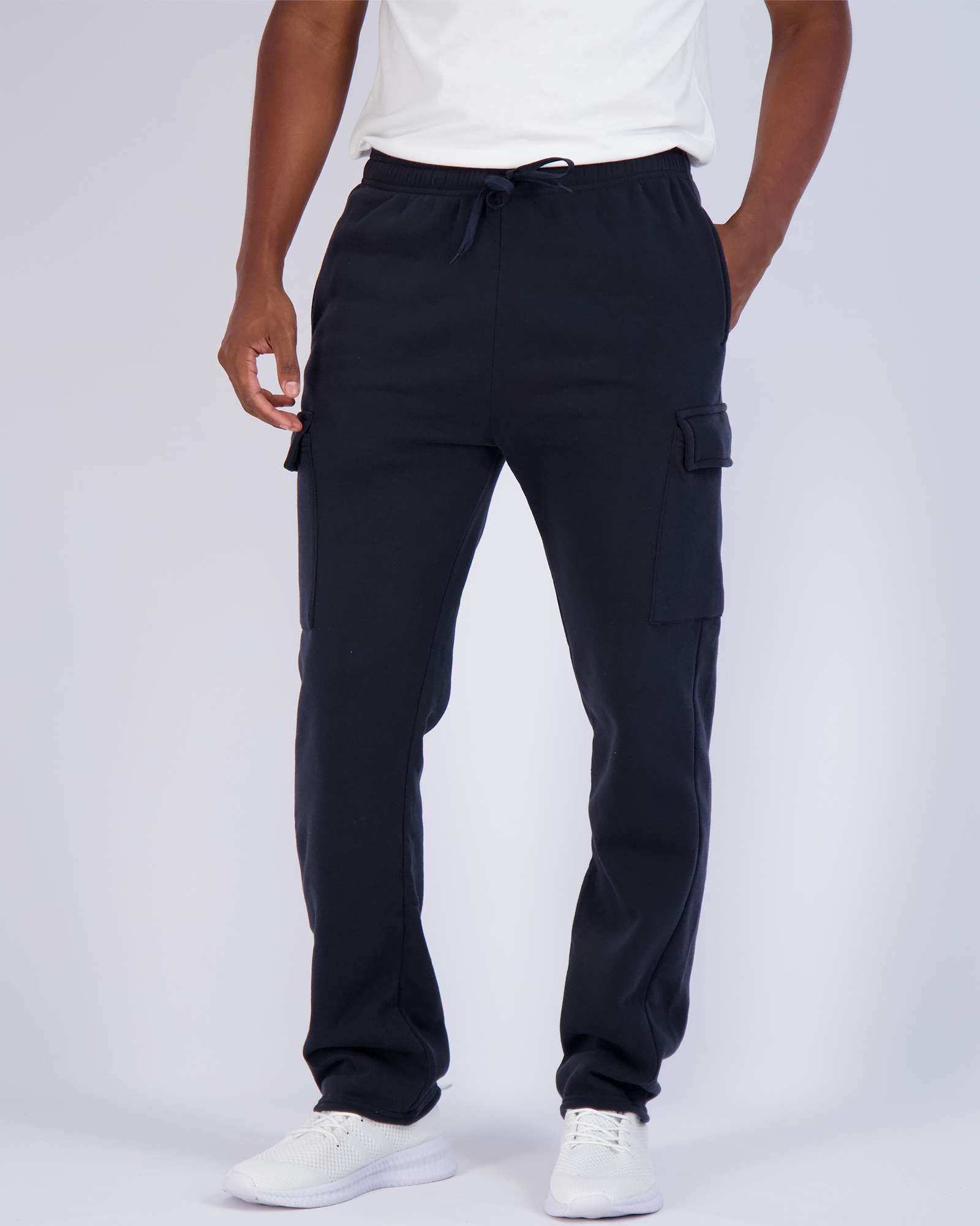 3 Pack: Mens Fleece Cargo Open Bottom Sweatpants