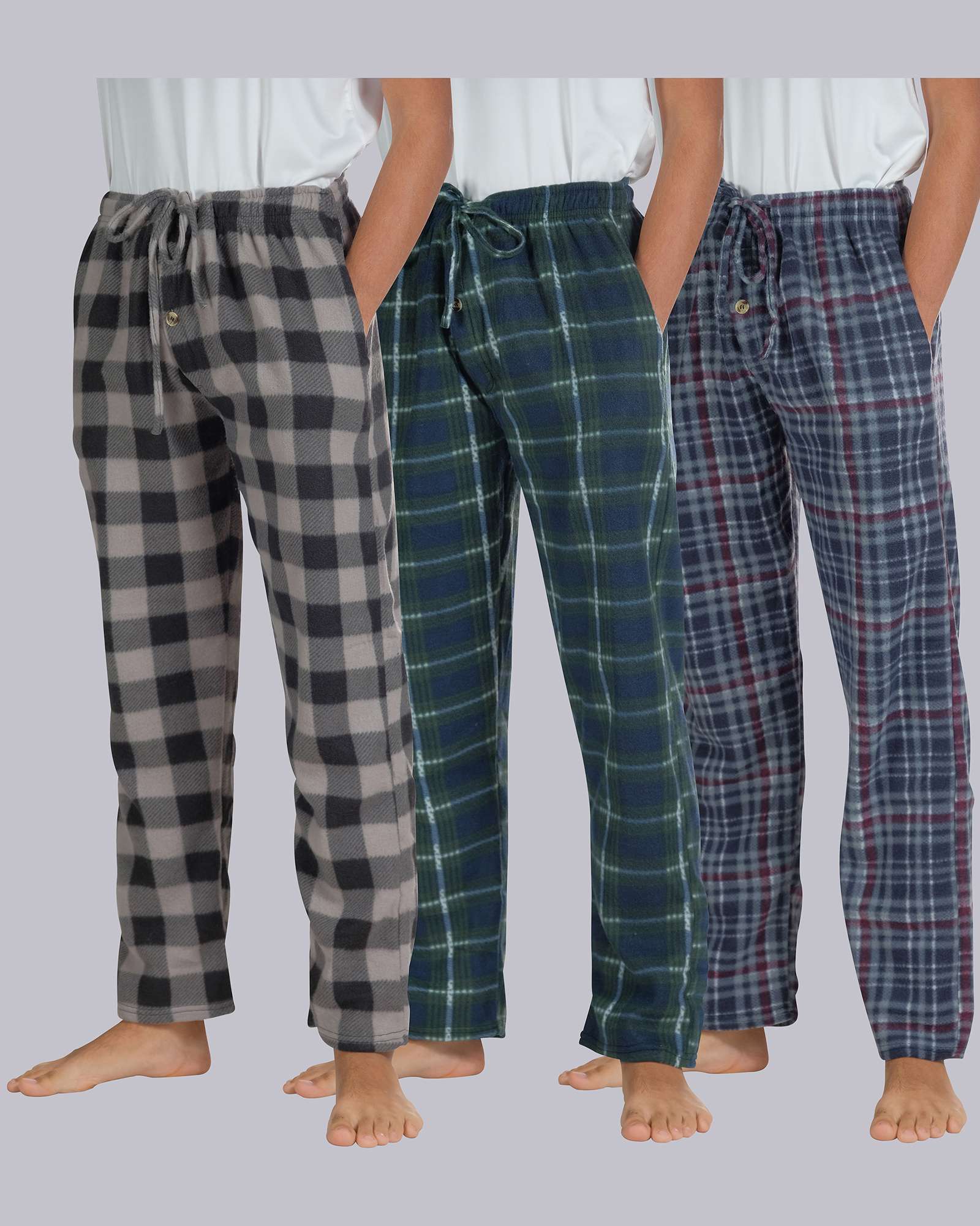 3 Pack: Boys Fleece Pajama Pant Lounge Bottoms