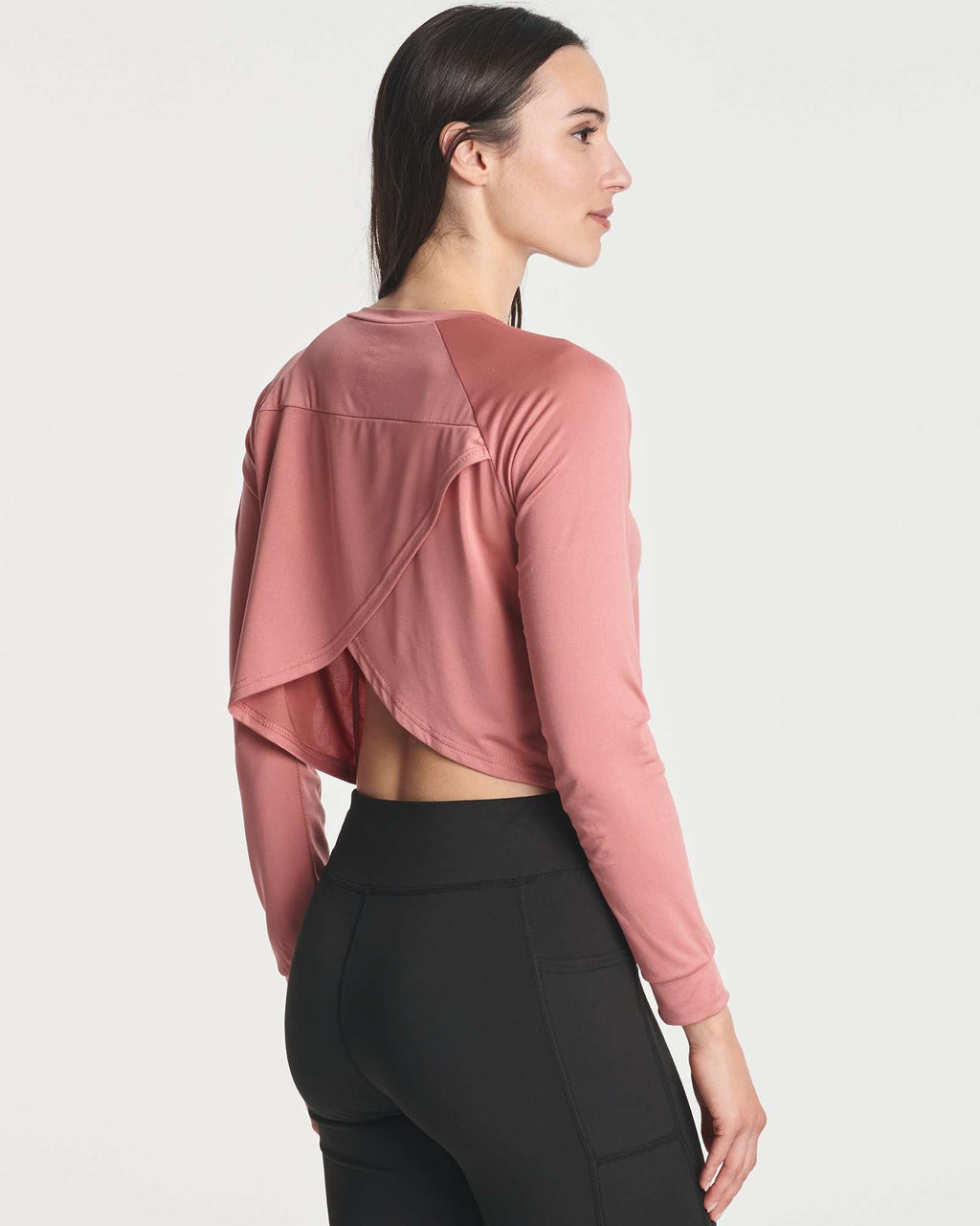 4 Pack: Women's Long Sleeve Petal Back Crop Top (Available in Plus Size)