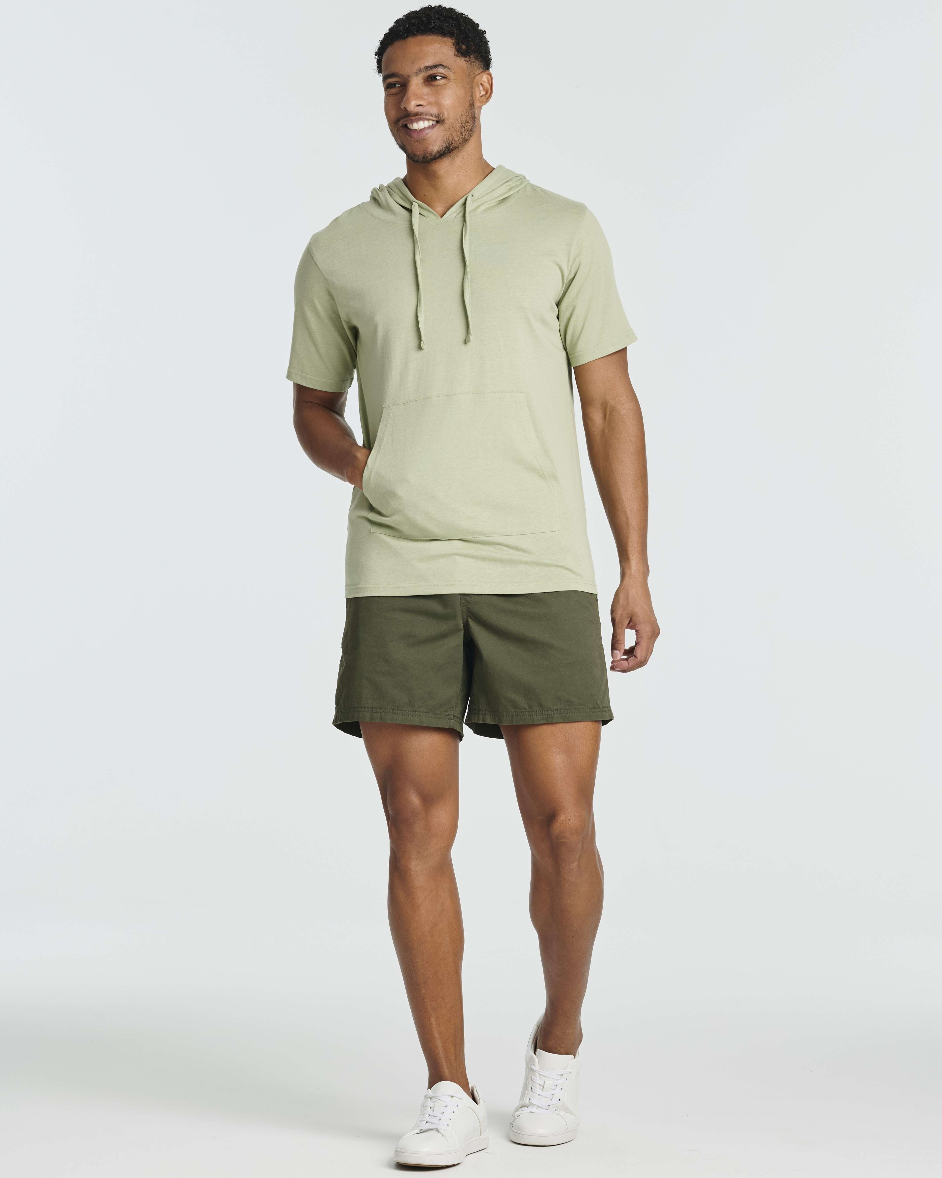 Men's Cotton Short-Sleeve Hoodie Hooded T-Shirt With Drawstring & Pockets (Available in Big & Tall)