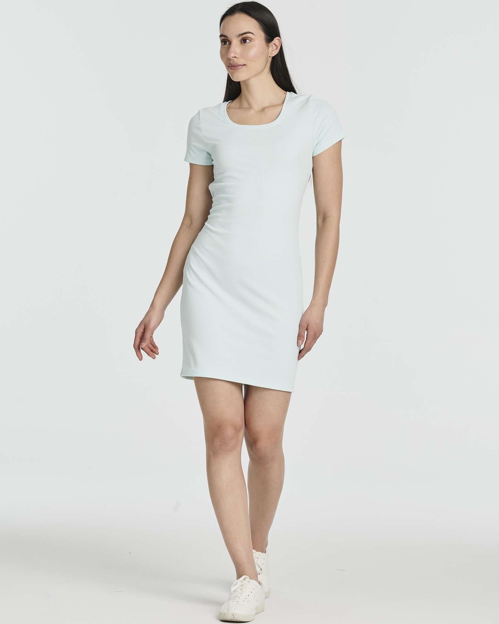 3 Pack: Women's Mini Short Sleeve Ribbed T-Shirt Dress