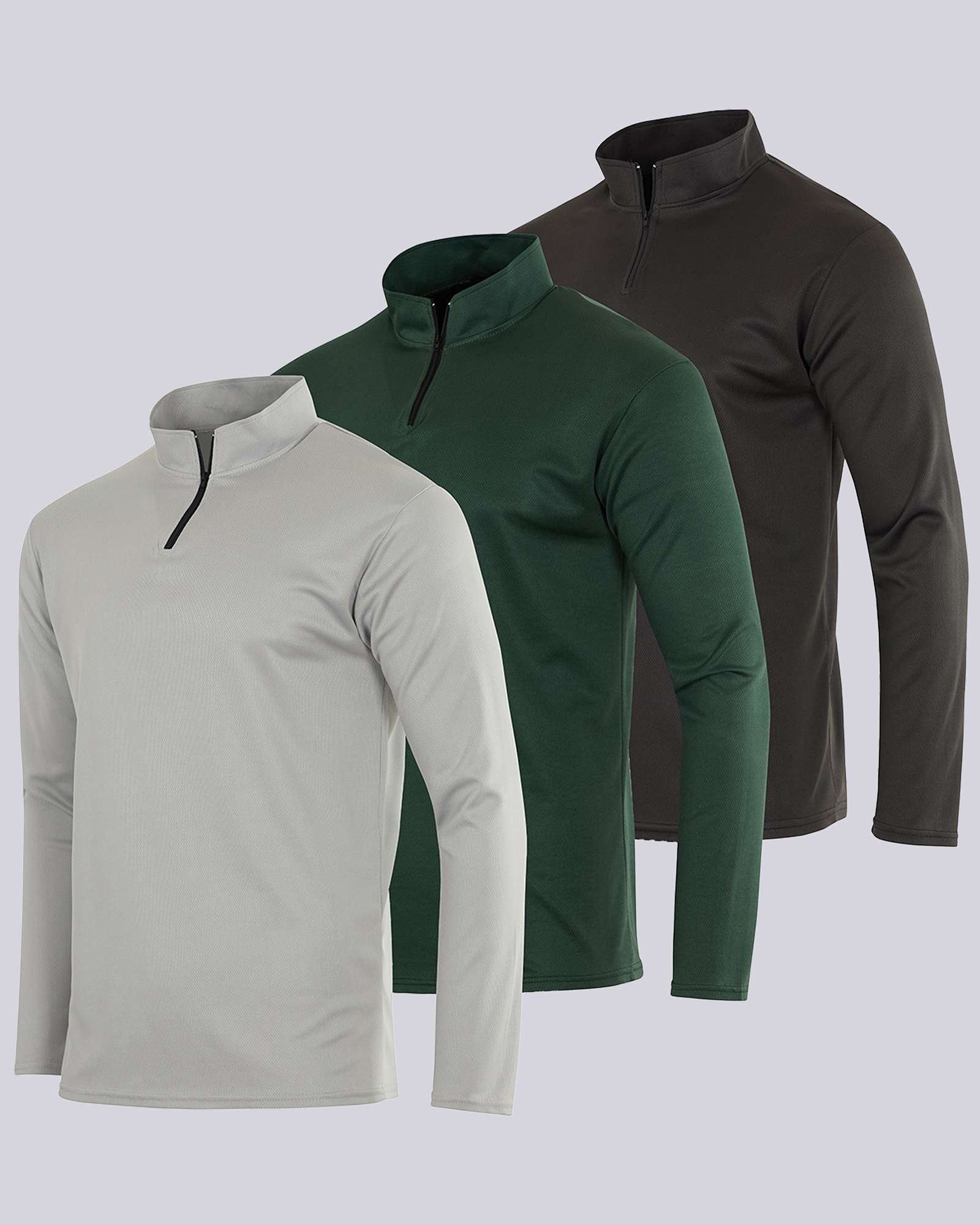 3 Pack: Mens Mesh Active Quarter Zip Pullover