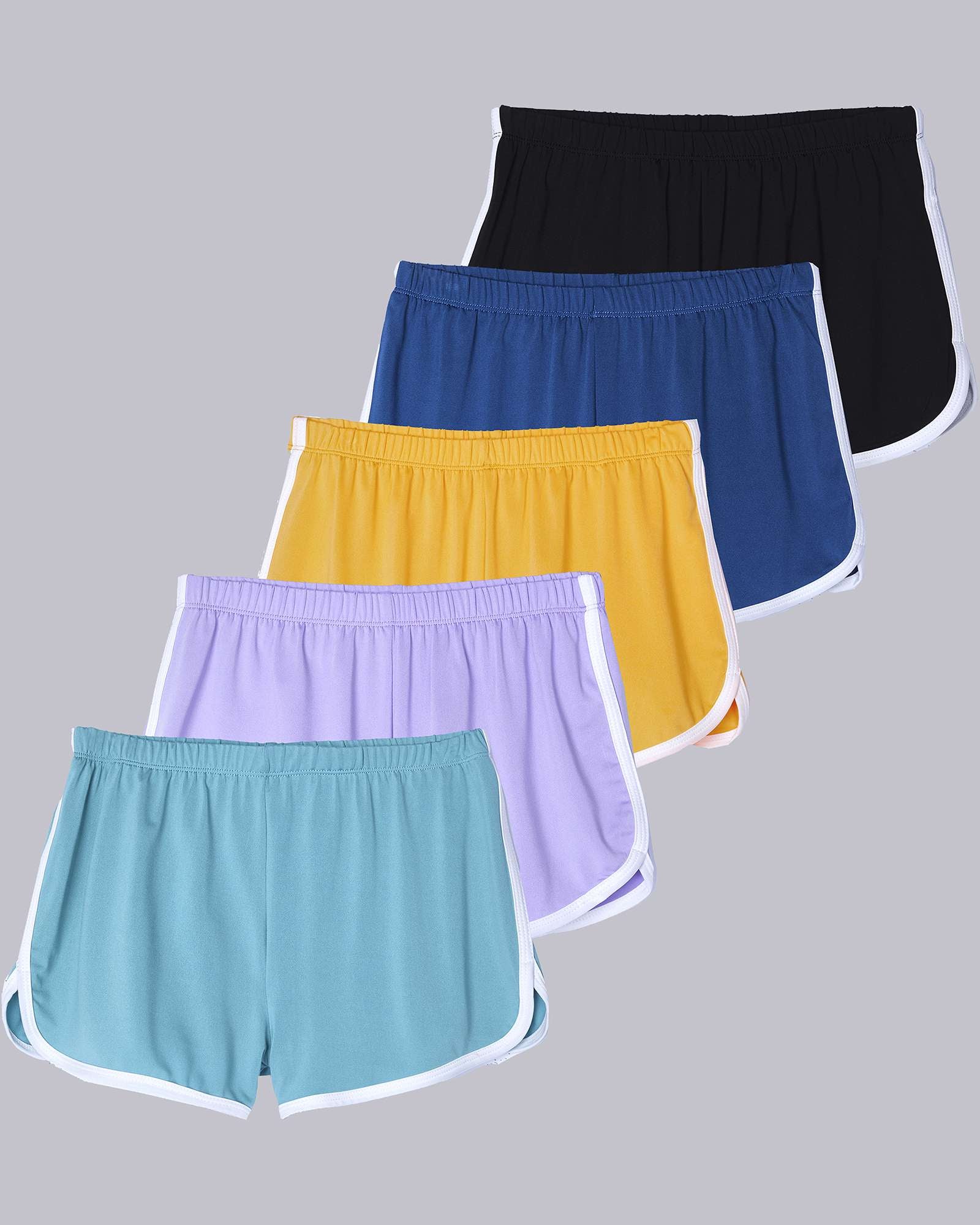 5 Pack: Girls' Dry-Fit Dolphin Shorts