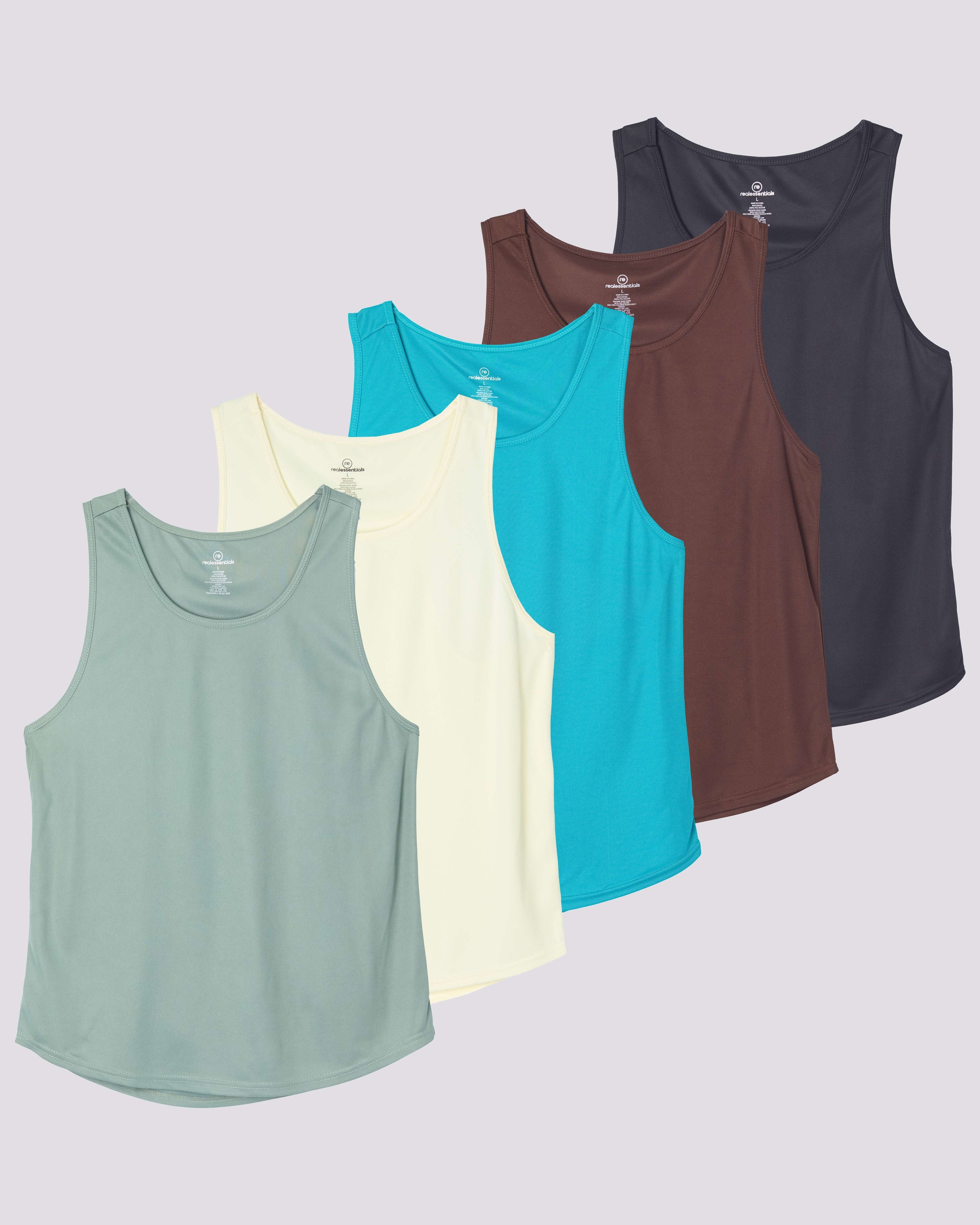 5 Pack: Men's Mesh Y-Back Muscle Tank Top (Available in Big & Tall)