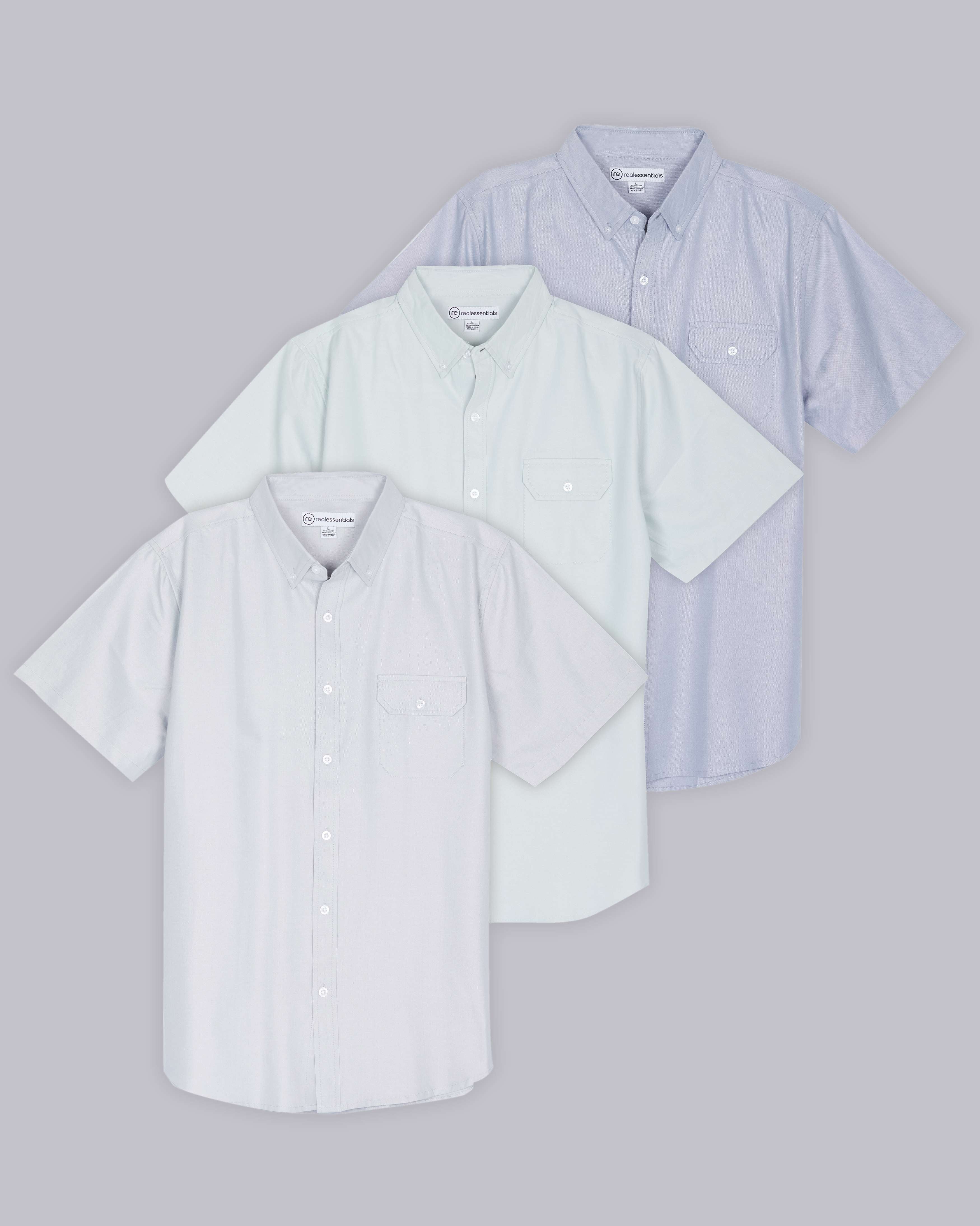 3 Pack: Men's Short-Sleeve Oxford Shirt (Available in Big & Tall)