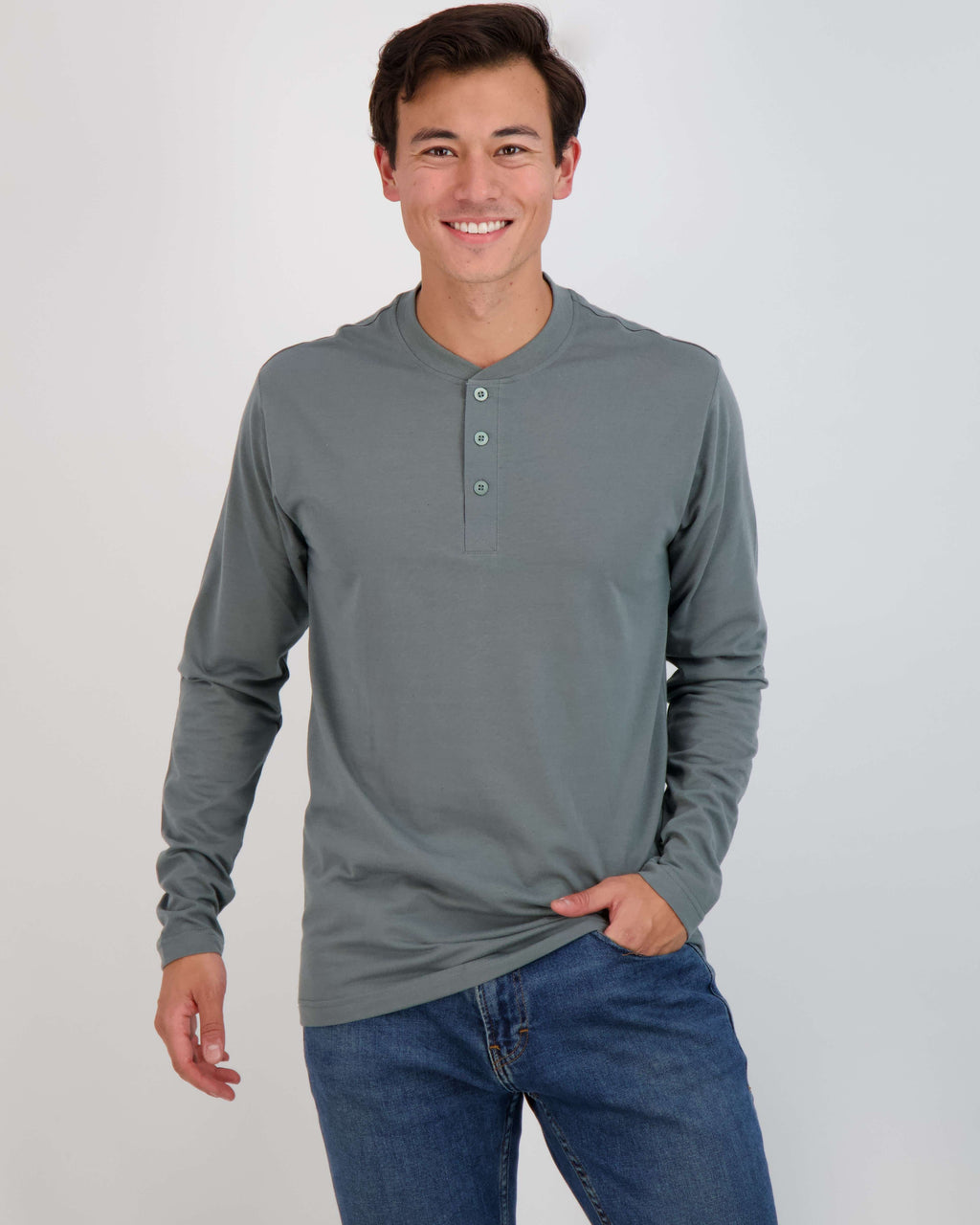 3 Pack: Mens Long Sleeve Cotton Henley T-Shirt