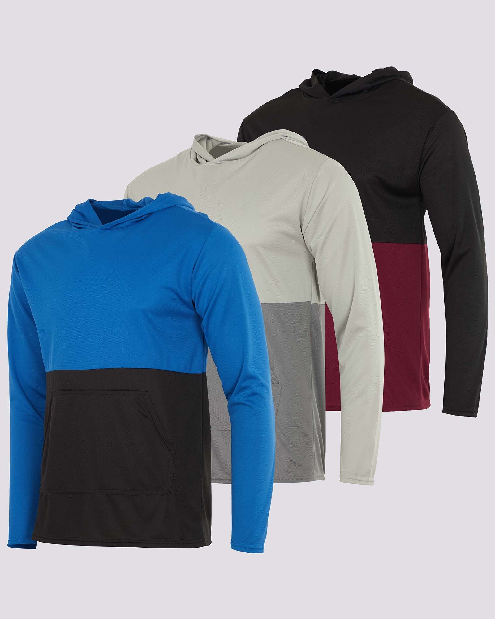 3 Pack: Mens Mesh Pullover Hoodie