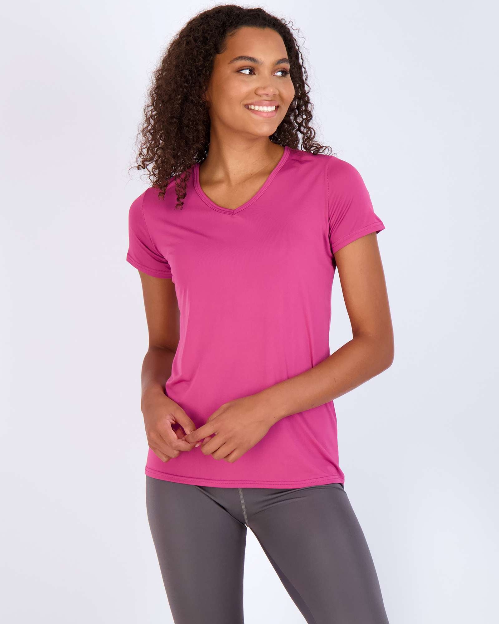 5 Pack: Womens Short Sleeve Dry-Fit V-Neck T-Shirt