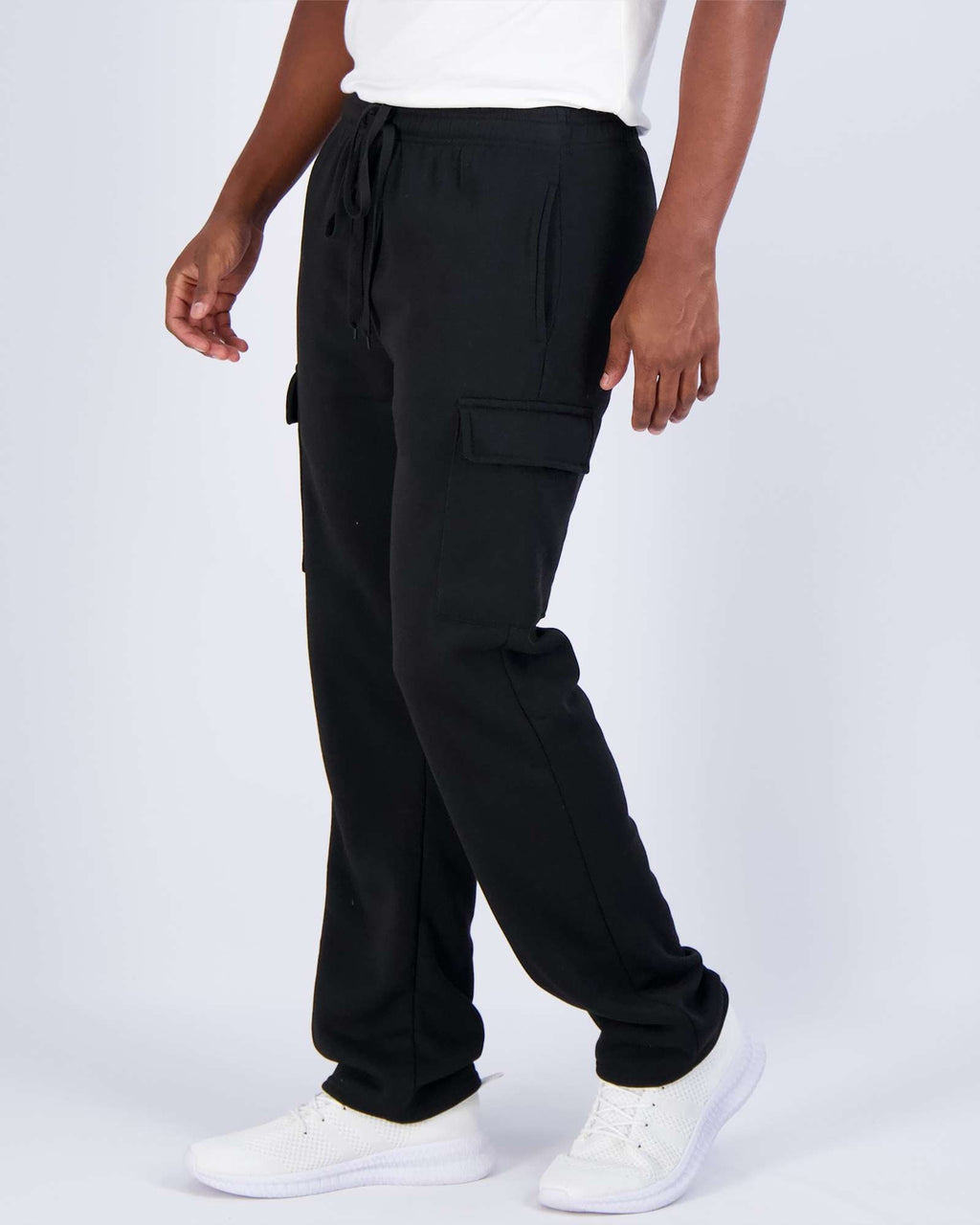 3 Pack: Mens Fleece Cargo Open Bottom Sweatpants