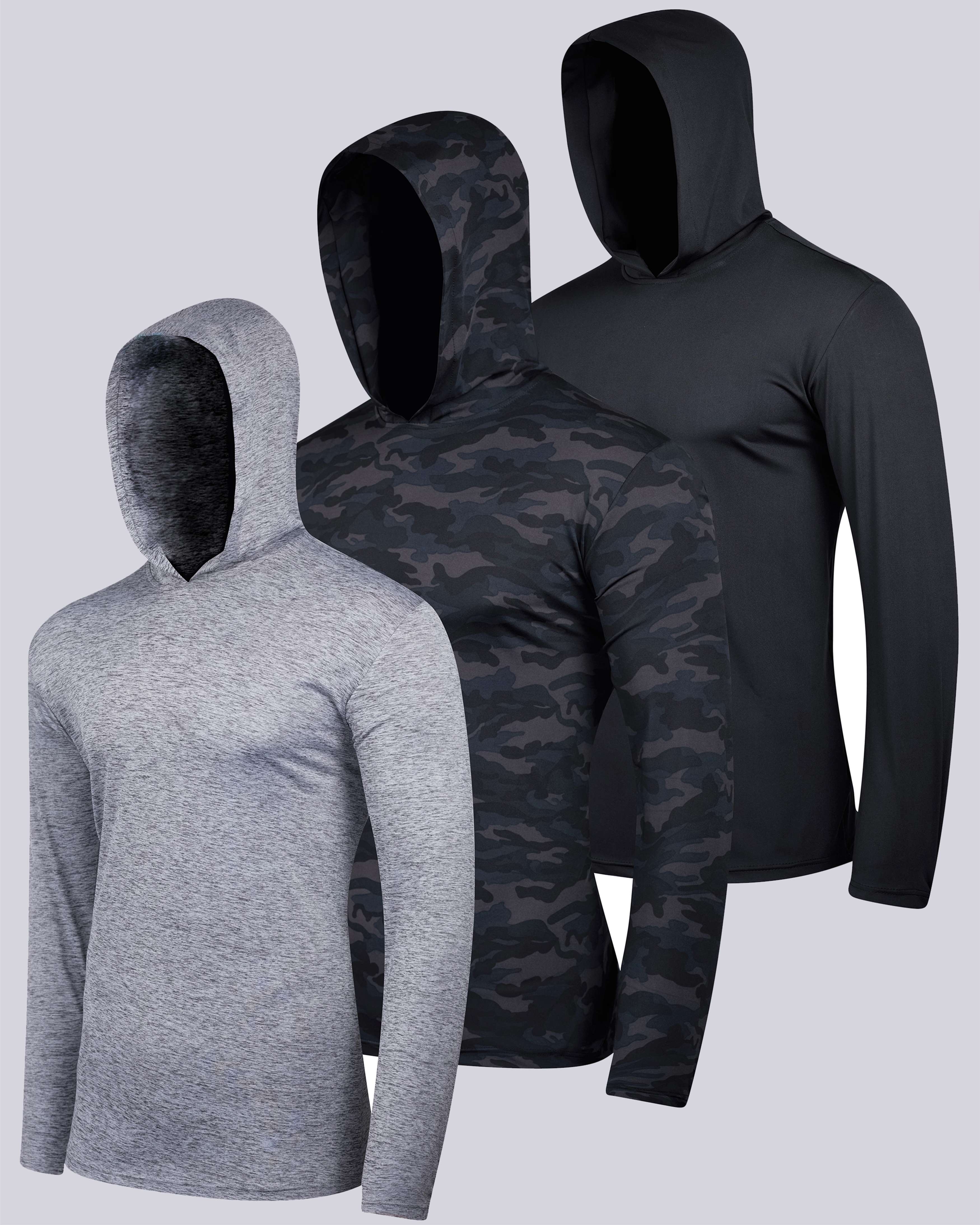 3 Pack: Mens Dry Fit Active Hoodie Pullover Sweatshirt